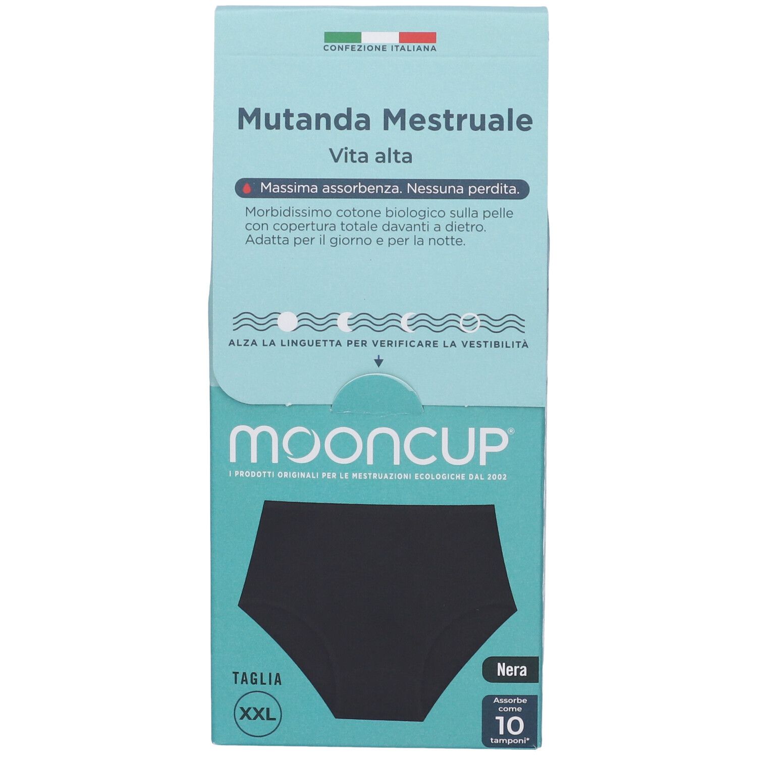 Mooncup Mutanda Mestruale Vita Alta Colore Nero Taglia XXL