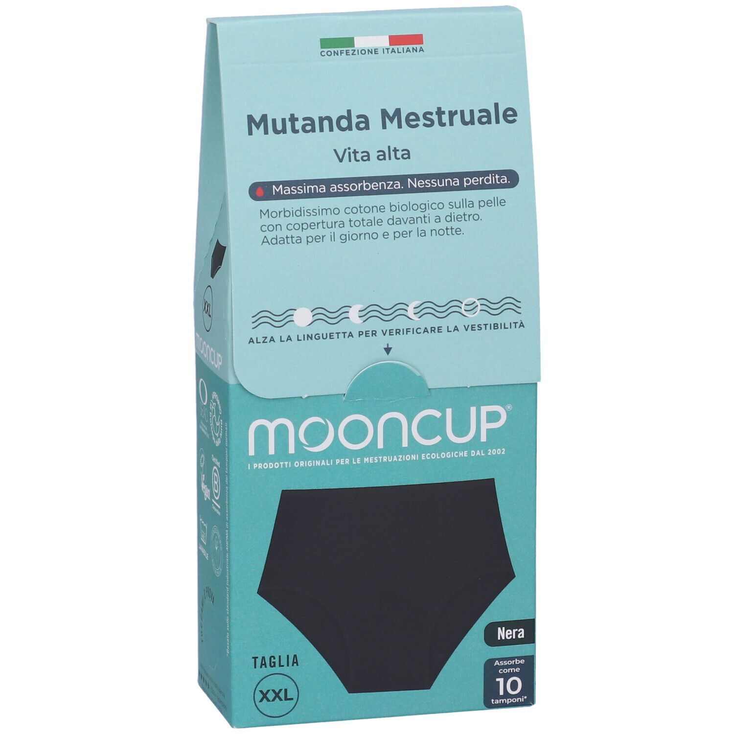 Mooncup Mutanda Mestruale Vita Alta Colore Nero Taglia XXL