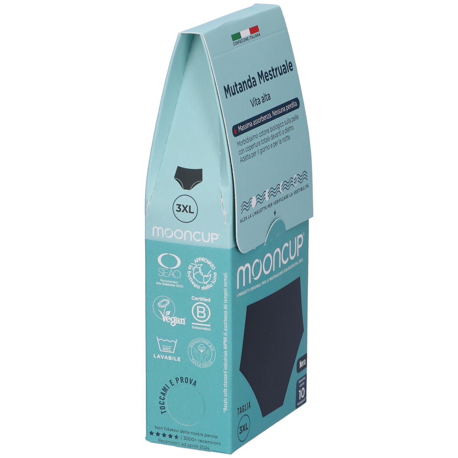 Mooncup Mutanda Mestruale Vita Alta Colore Nero Taglia 3XL