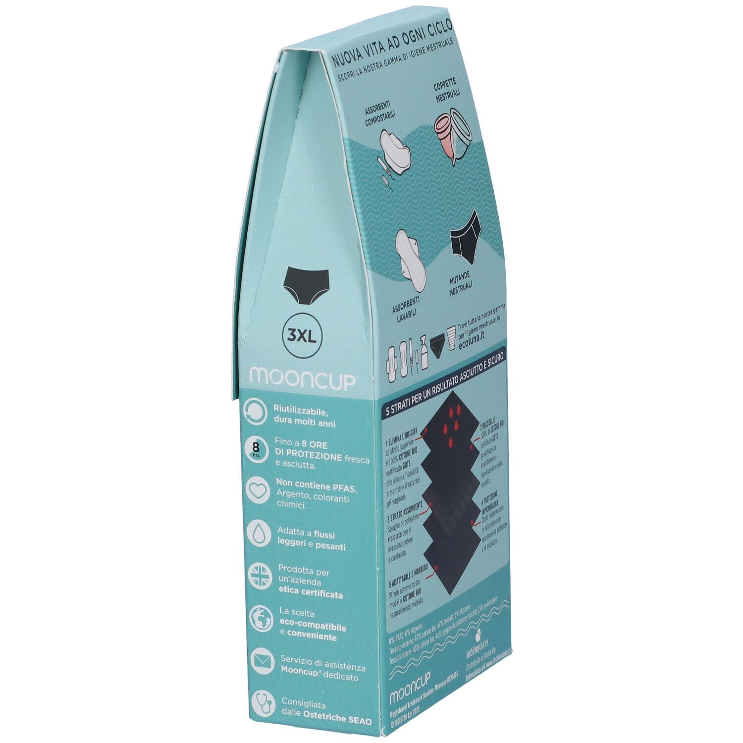 Mooncup Mutanda Mestruale Vita Alta Colore Nero Taglia 3XL
