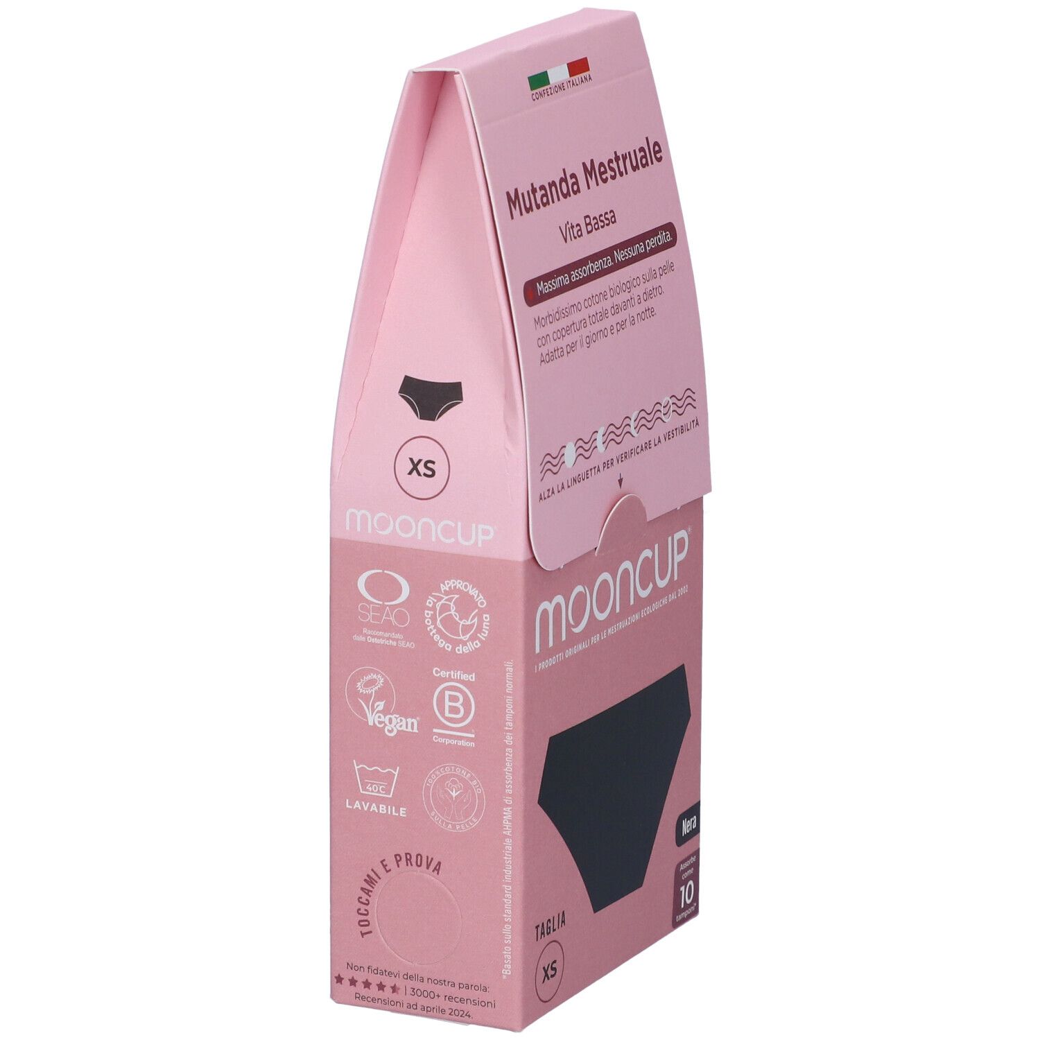 Mooncup Mutanda Mestruale Vita Bassa Colore Nero Taglia XS