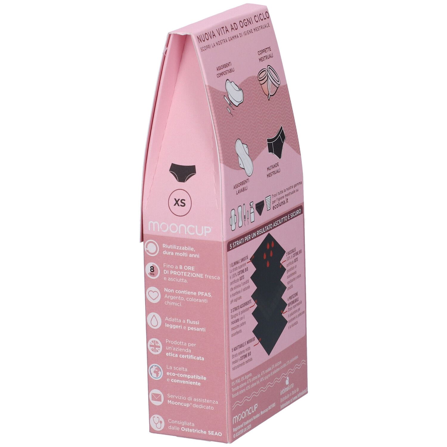Mooncup Mutanda Mestruale Vita Bassa Colore Nero Taglia XS