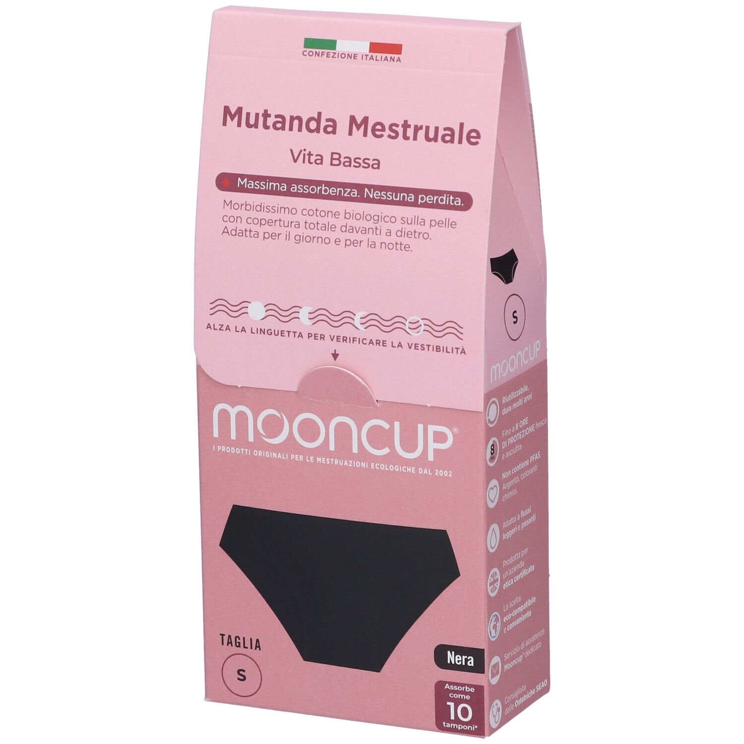 Mooncup Mutanda Mestruale Vita Bassa Colore Nero Taglia S