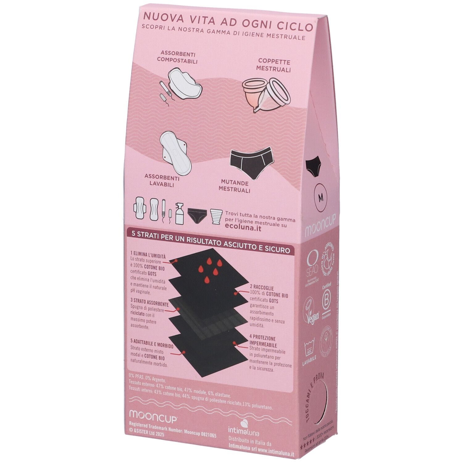 Mooncup Mutanda Mestruale Vita Bassa Colore Nero Taglia M