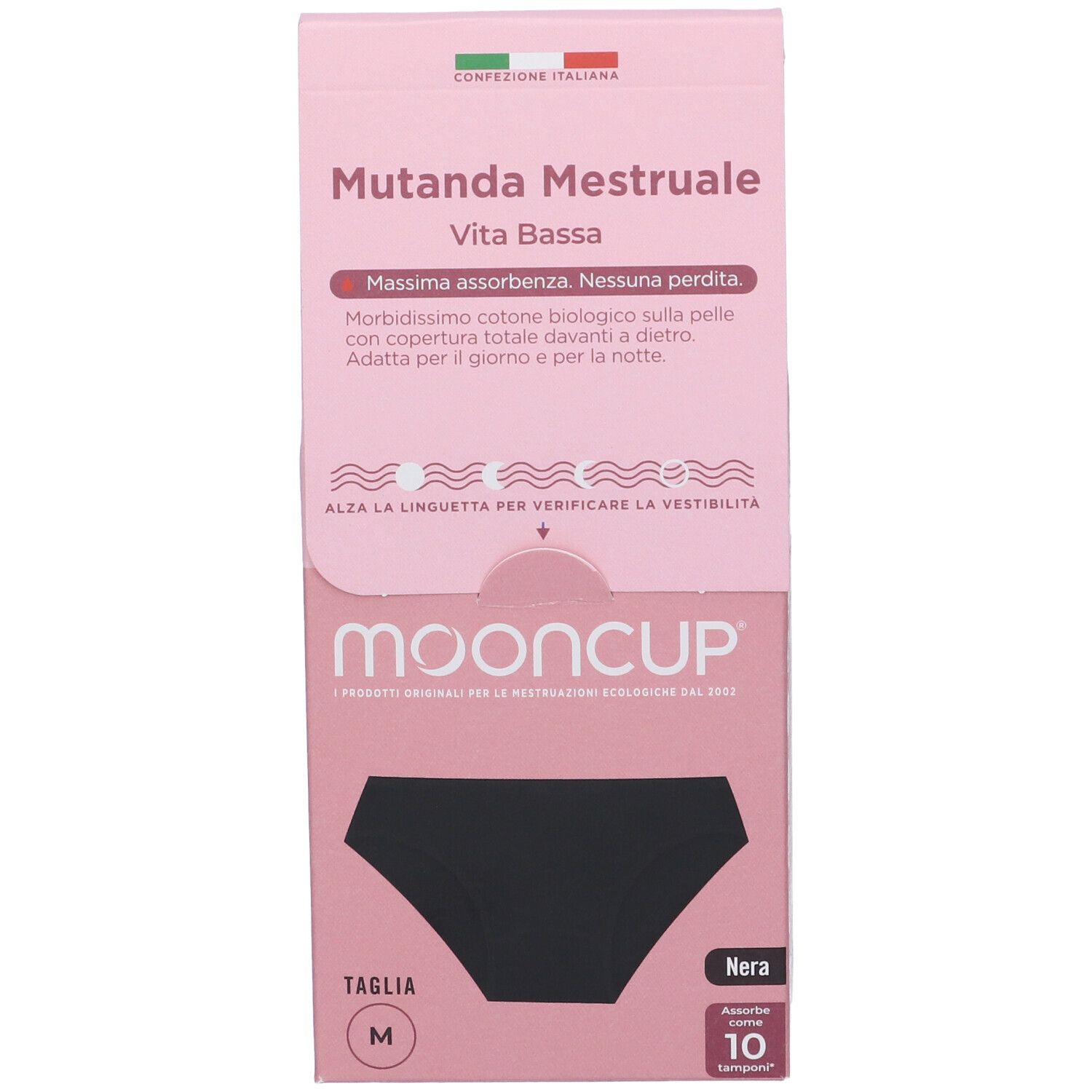Mooncup Mutanda Mestruale Vita Bassa Colore Nero Taglia M