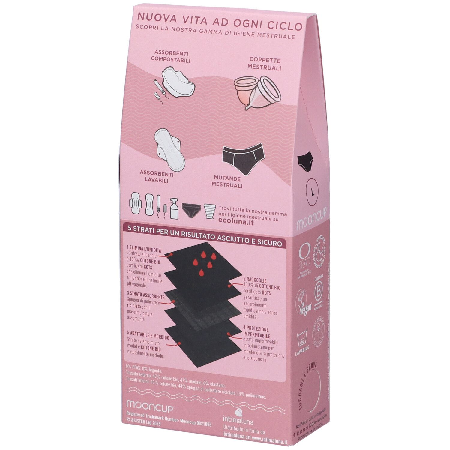 Mooncup Mutanda Mestruale Vita Bassa Colore Nero Taglia L