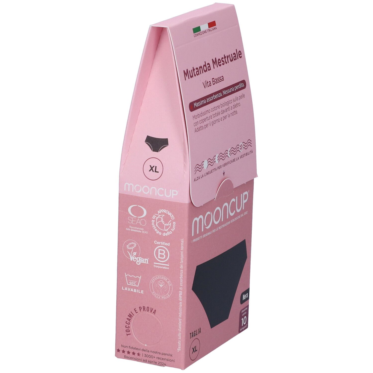 Mooncup Mutanda Mestruale Vita Bassa Colore Nero Taglia XL