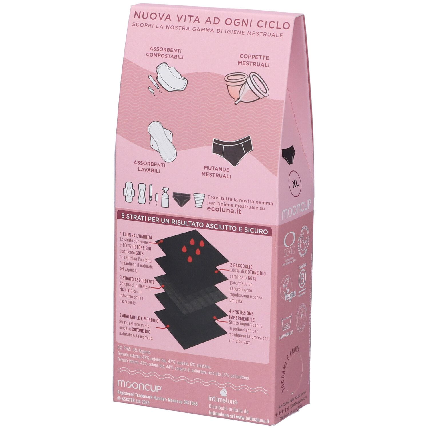 Mooncup Mutanda Mestruale Vita Bassa Colore Nero Taglia XL