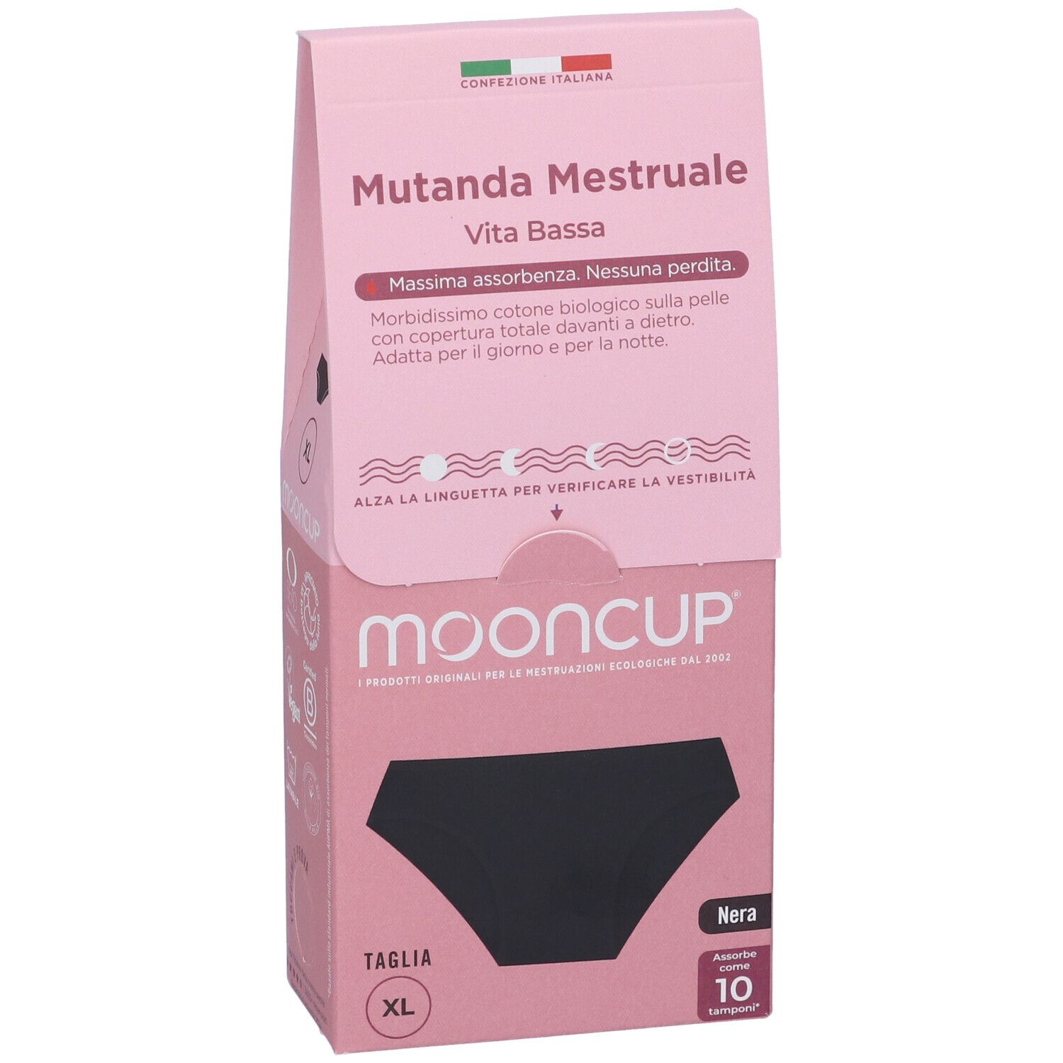 Mooncup Mutanda Mestruale Vita Bassa Colore Nero Taglia XL