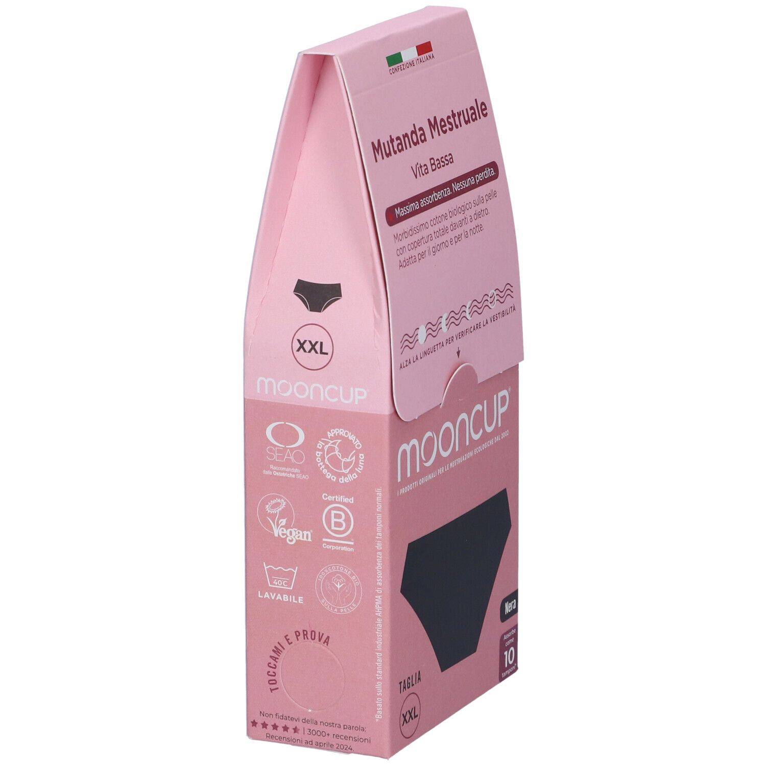 Mooncup Mutanda Mestruale Vita Bassa Colore Nero Taglia XXL