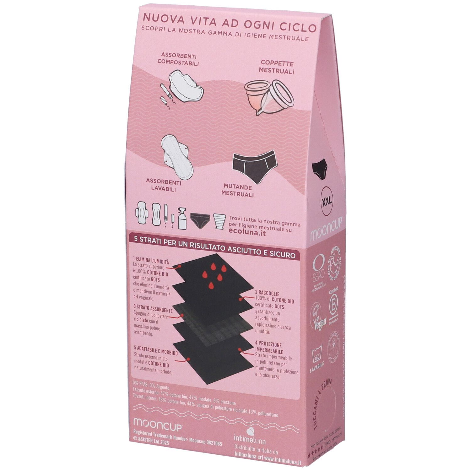 Mooncup Mutanda Mestruale Vita Bassa Colore Nero Taglia XXL