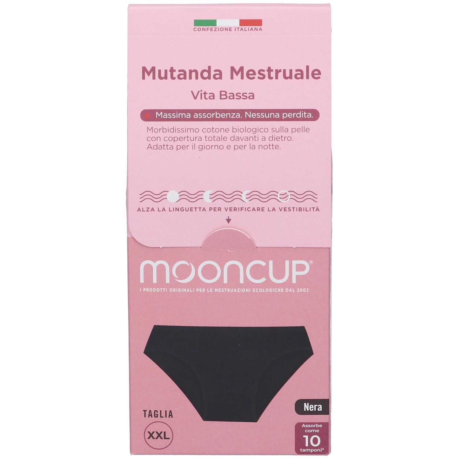 Mooncup Mutanda Mestruale Vita Bassa Colore Nero Taglia XXL