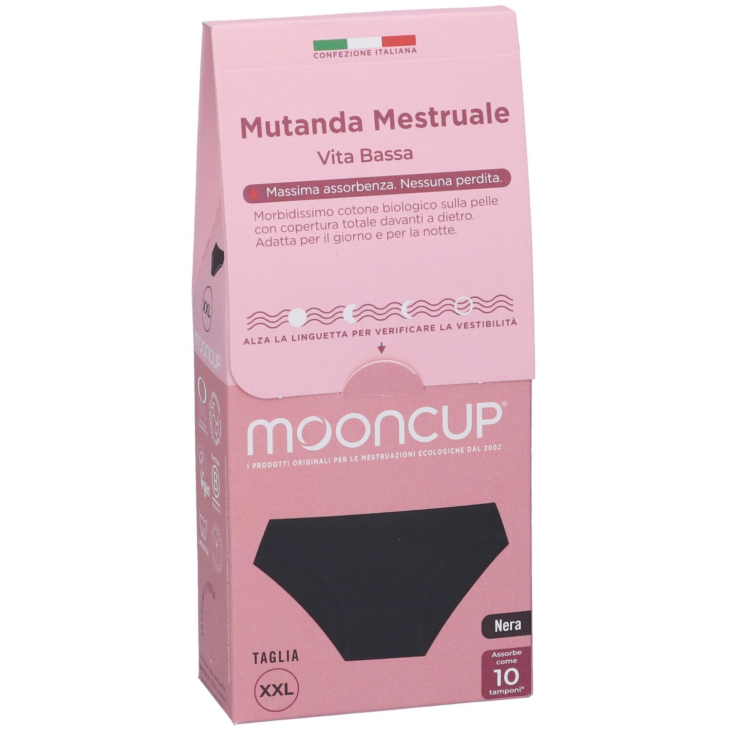 Mooncup Mutanda Mestruale Vita Bassa Colore Nero Taglia XXL