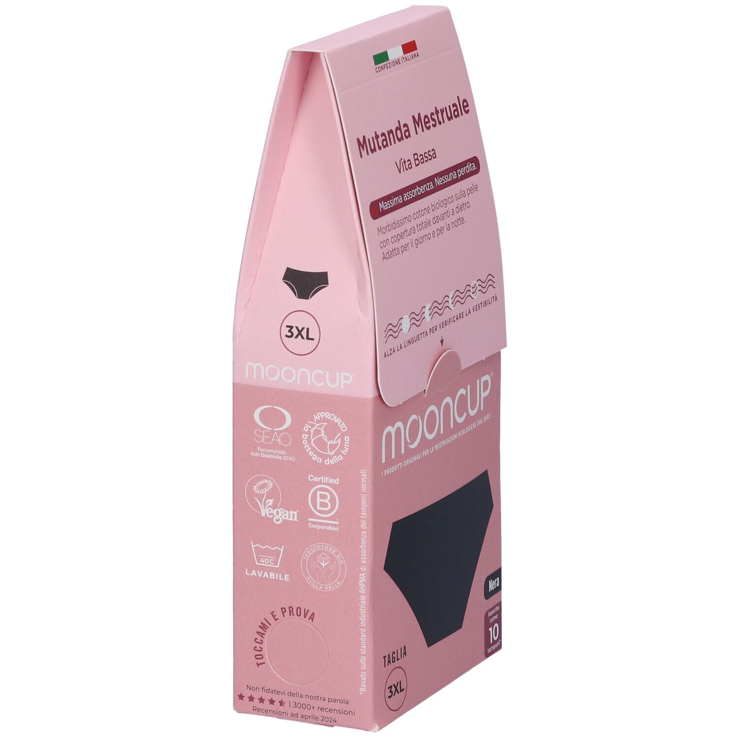 Mooncup Mutanda Mestruale Vita Bassa Colore Nero Taglia 3XL
