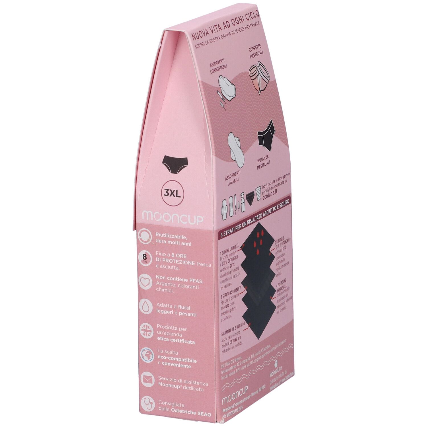 Mooncup Mutanda Mestruale Vita Bassa Colore Nero Taglia 3XL