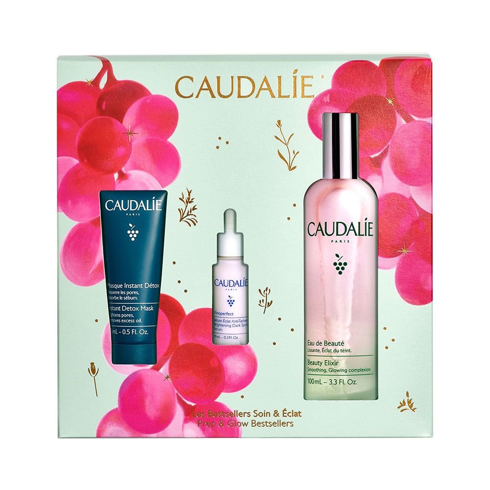 Caudalie Cofanetto Beauty Elixir Acqua Di Bellezza + Maschera Instant Detox + Siero Vinoperfect