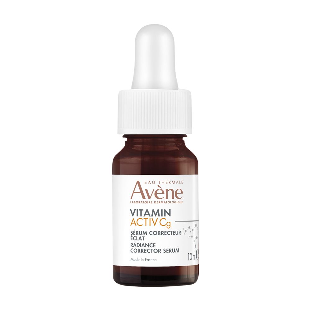 Flacone di vetro marrone con pipetta. Nome del prodotto e logo stampati.