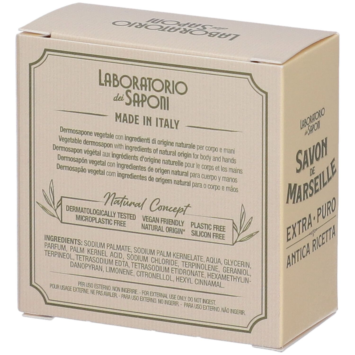 Retro della scatola. Ingredienti, Natural Concept, Made in Italy.