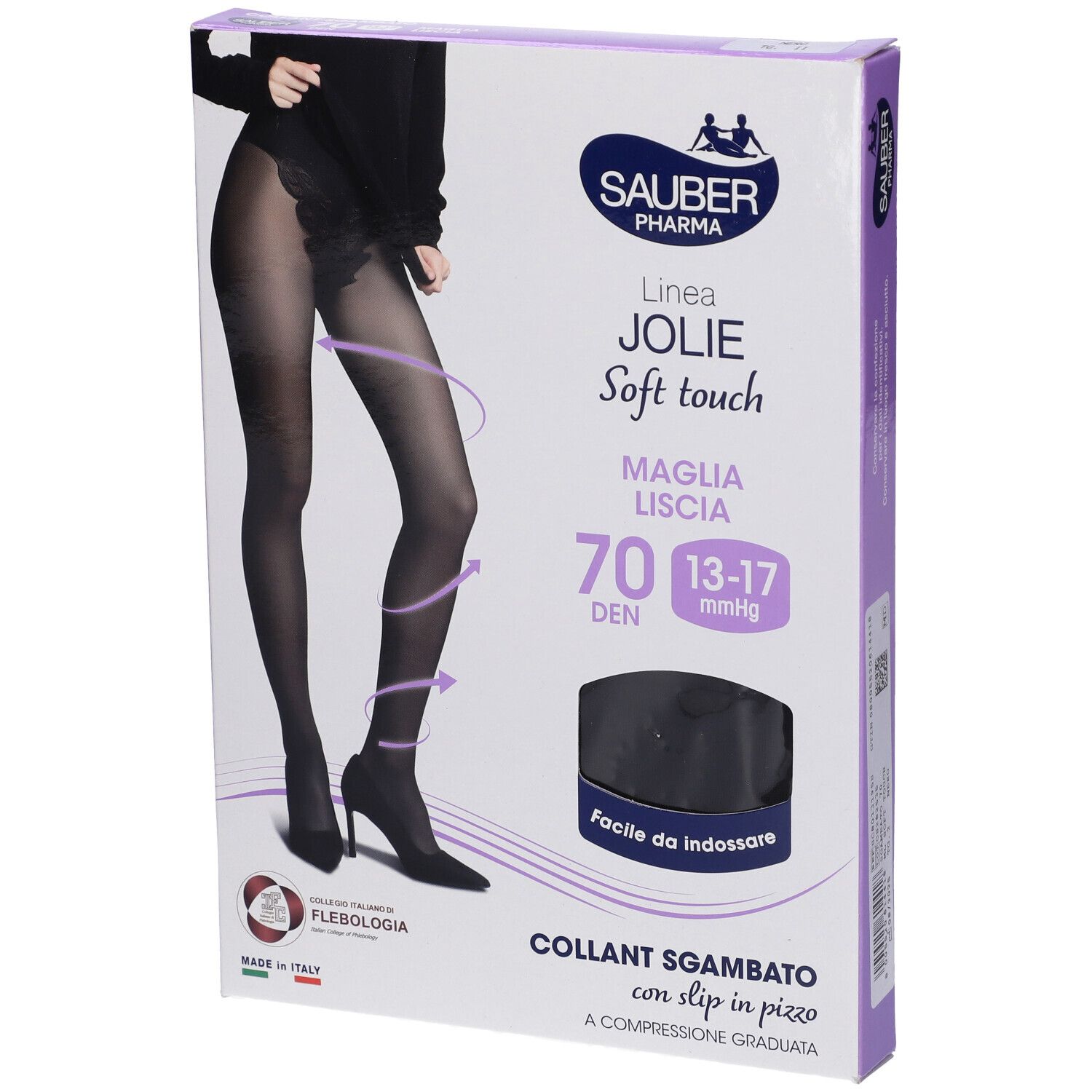 Sauber Pharma Collant Mutanda Pizzo Jolie 70 Denari Colore Nero Taglia 2 + SAUBER SYSTEM VEN GEL 125 ML