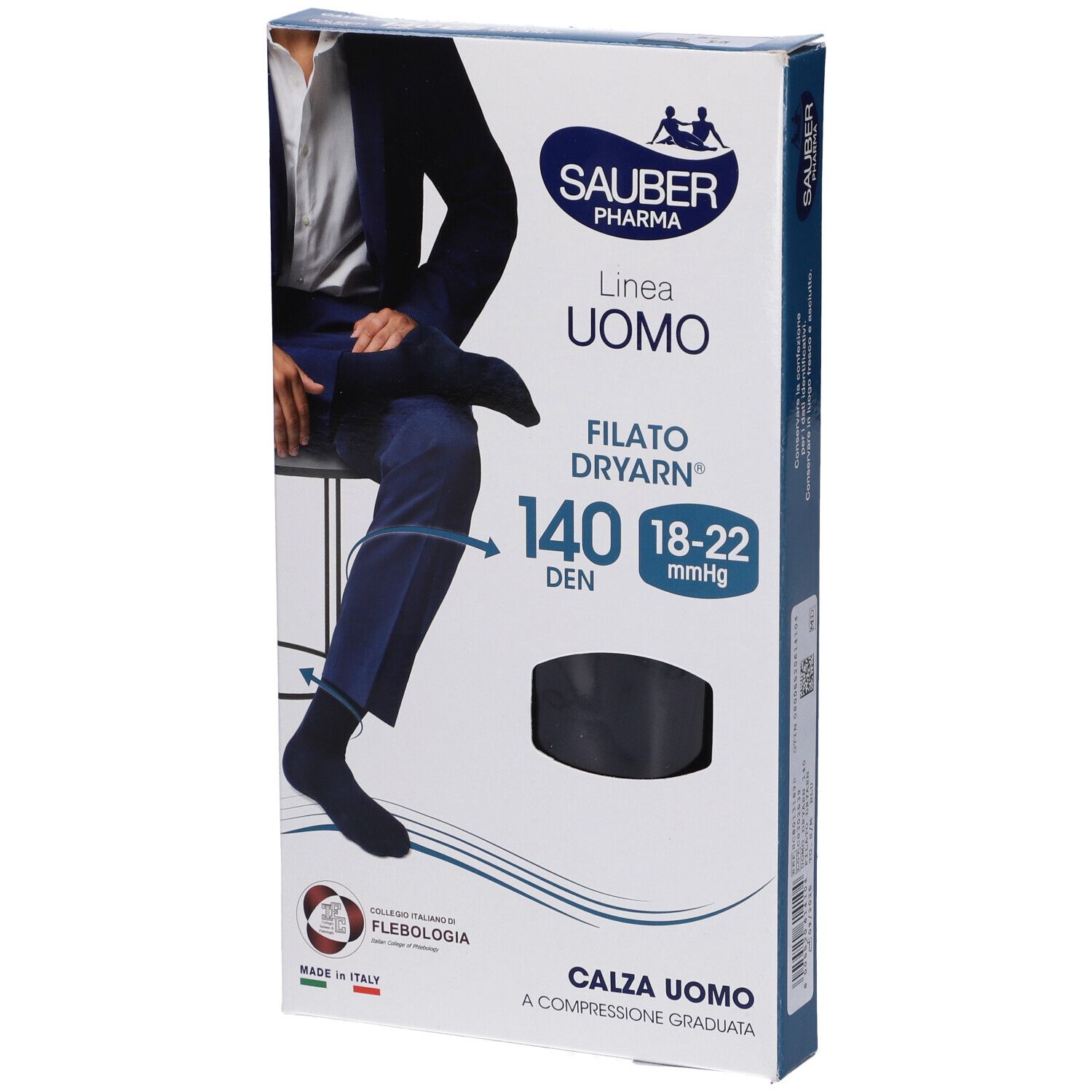 Sauber Pharma Uomo Calza Dryarn 140 Denari Colore Blu Taglia S/M