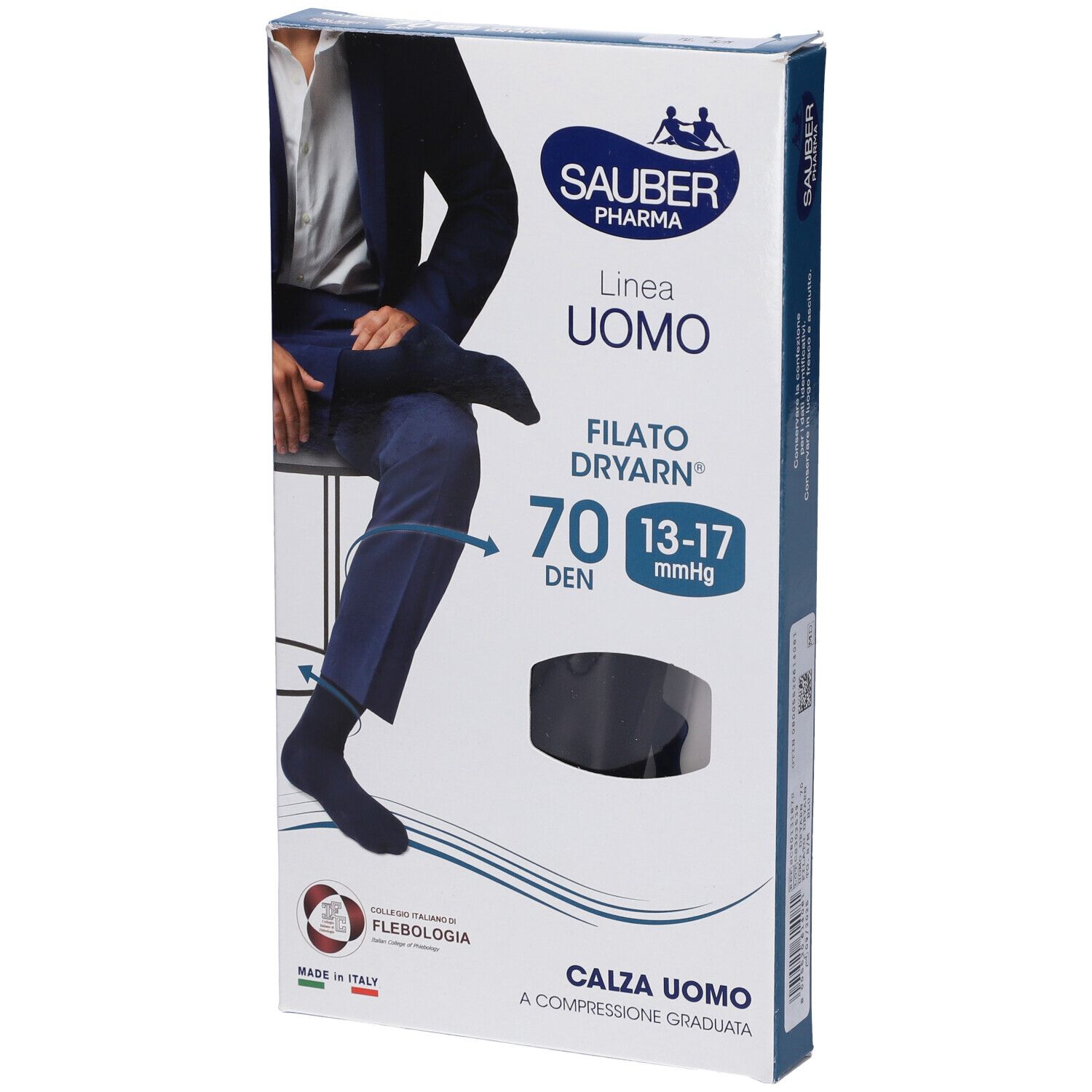 Sauber Pharma Uomo Calza Dryarn 70 Denari Blu Taglia S/M