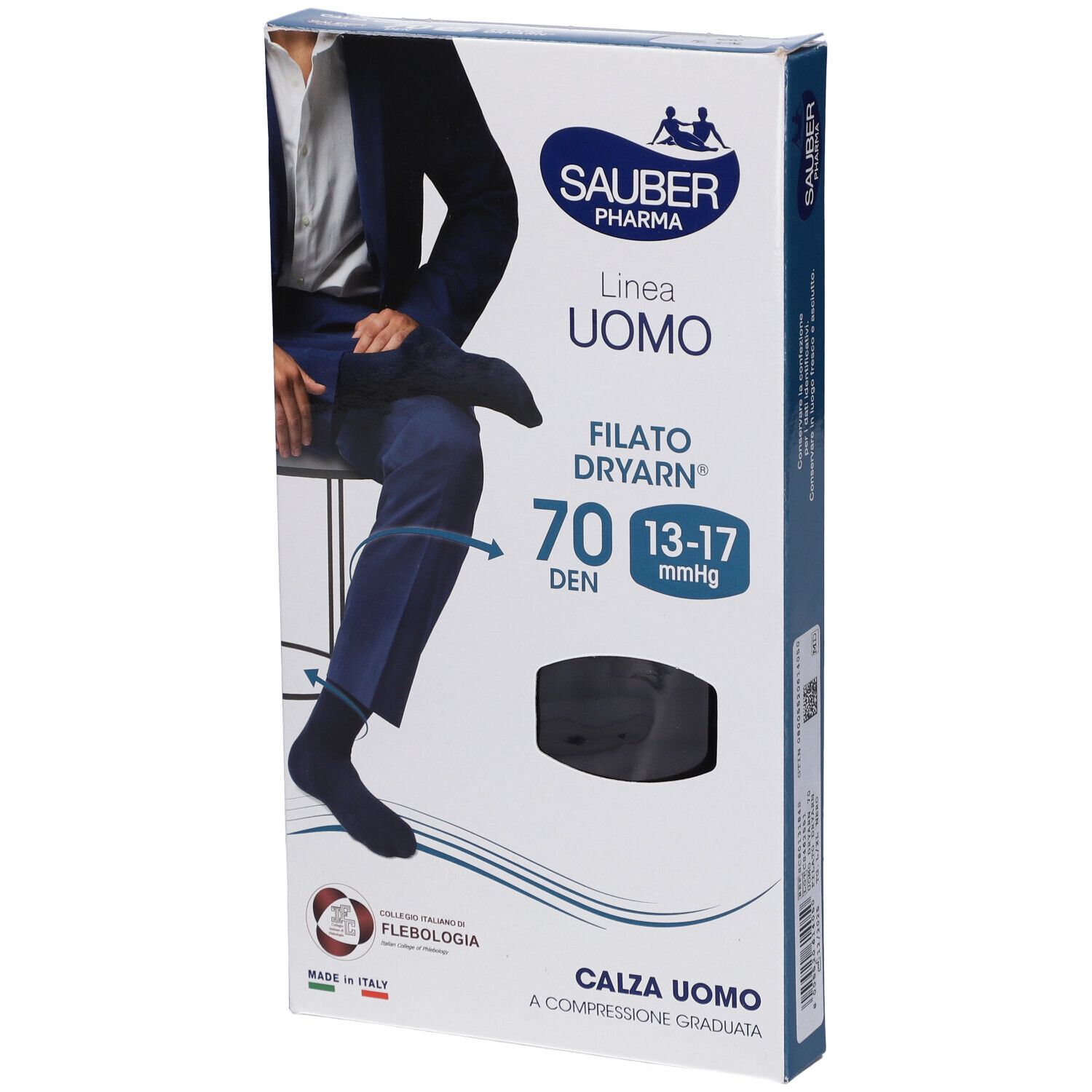 Sauber Pharma Calza Uomo Dryarn Colore Nero 70 Denari Taglia L/XL