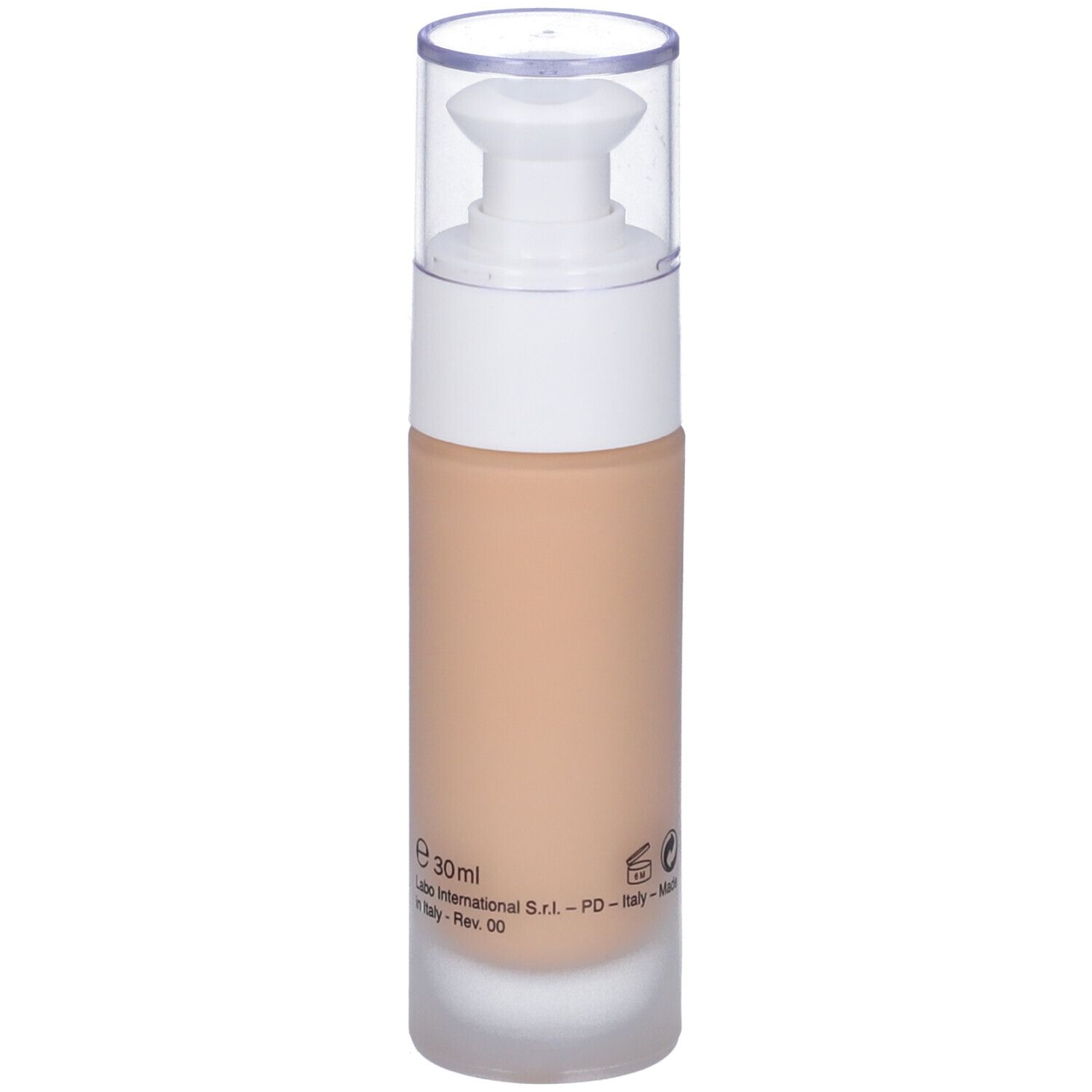 Flacone siero beige con pompetta bianca e tappo trasparente. Scritta: Fillerina 15HA CC Serum. Retro con testo.