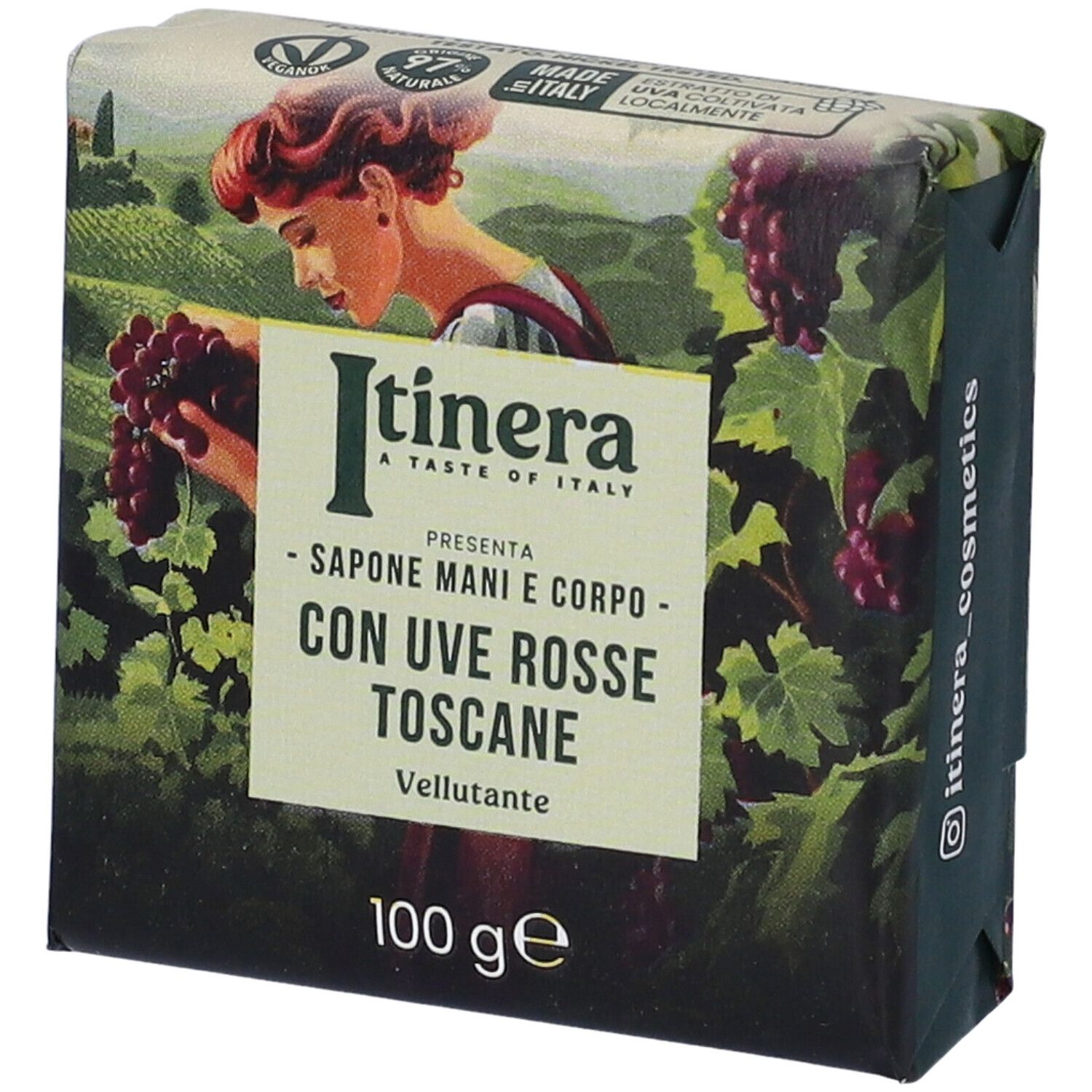 Itinera Sapone Mani e Corpo con Uve Rosse Toscane Vellutante + Doypack 30ml Shampoo riso GRATIS