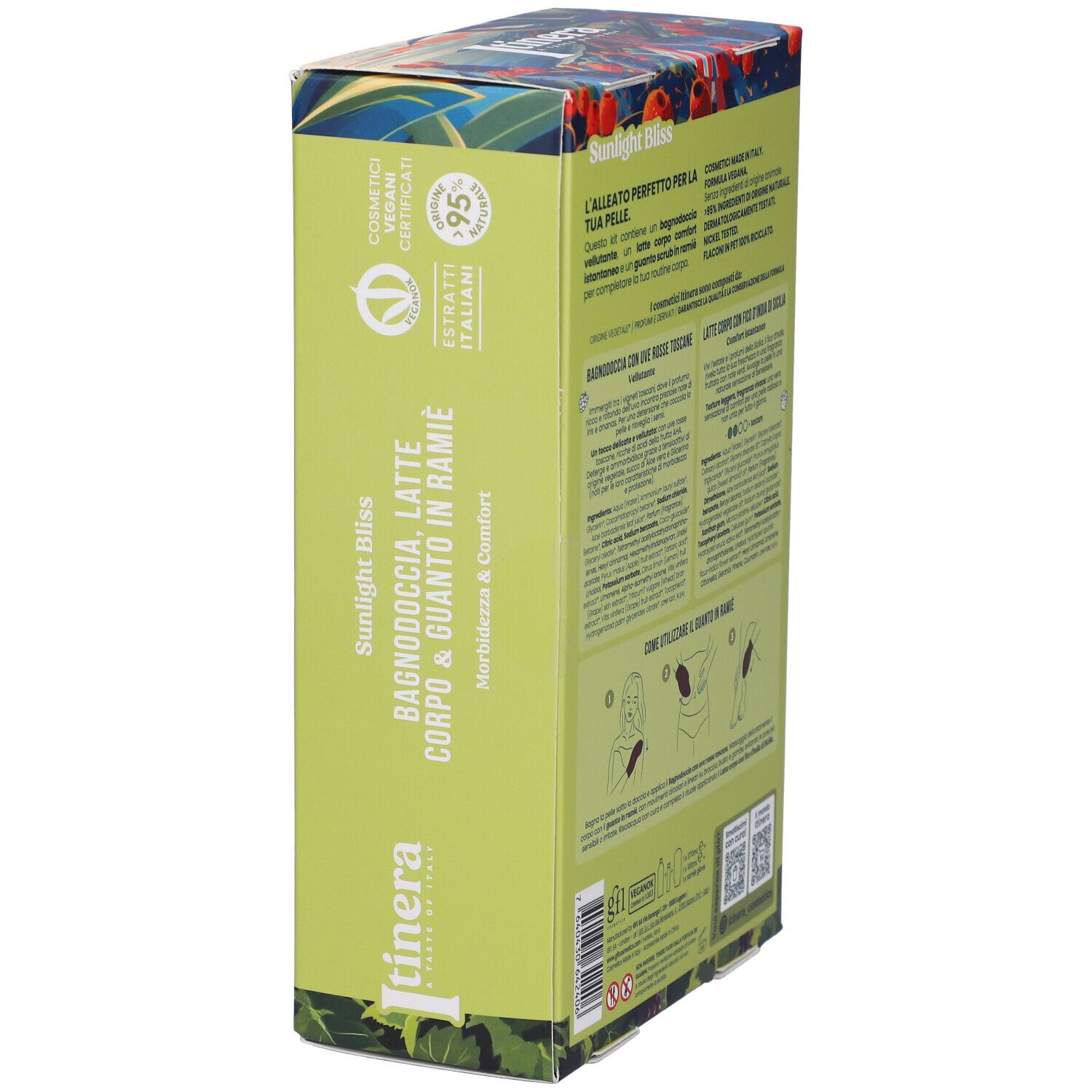 Confezione Itinera Sunlight Bliss Bagnoschiuma, Latte corpo e mani.
