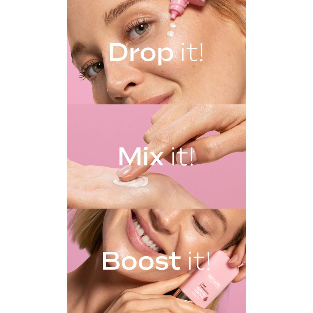 Fasi di applicazione. Testo: Drop it!, Mix it!, Boost it!