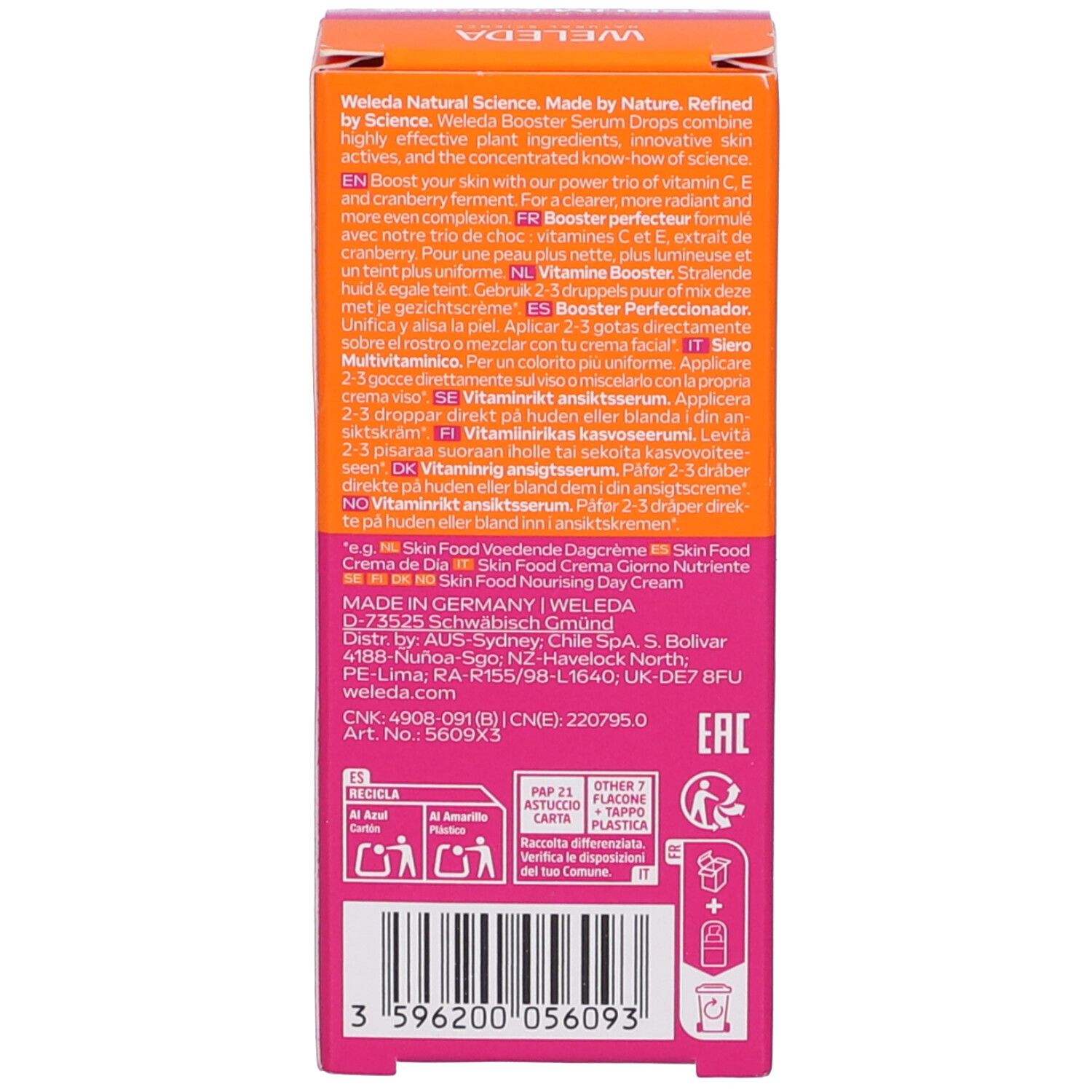 Confezione. Testo: Weleda Natural Science. Made in Germany. Istruzioni per l'uso.