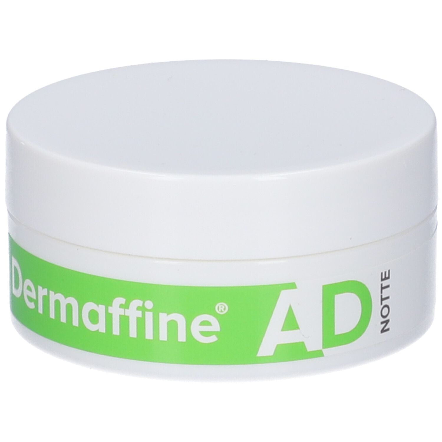 Vasetto bianco con etichetta verde: Dermaffine AD Notte. Crema idratante.