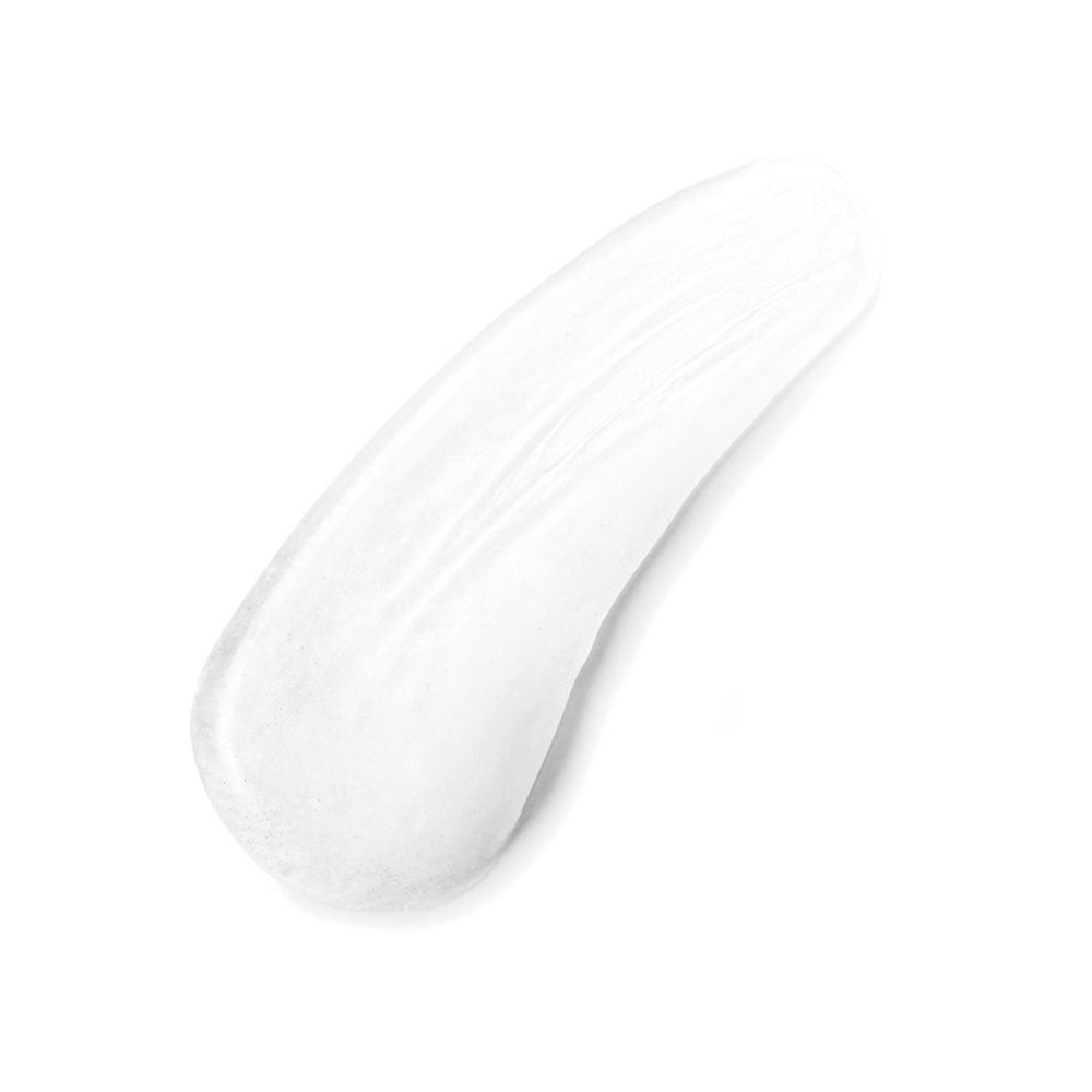 Macchia cremosa bianca. Consistenza del prodotto. Su sfondo bianco.