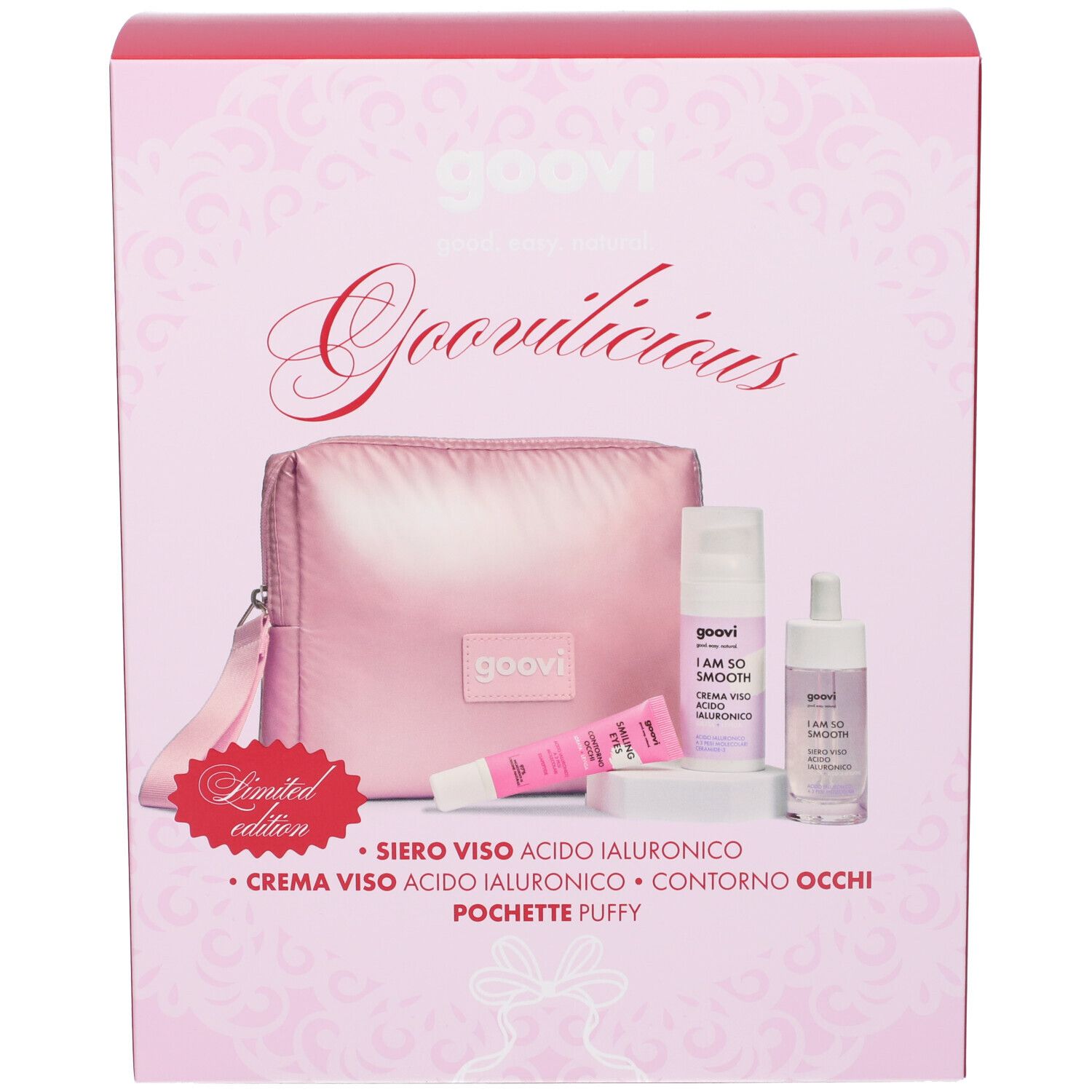 Goovi Cofanetto Regalo Natale Idratante Siero viso + Crema + Contorno Occhi