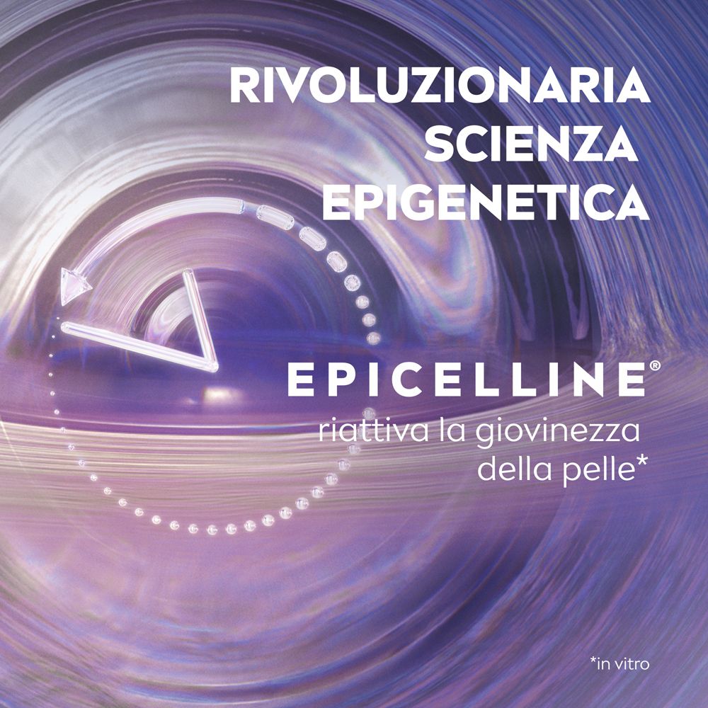 Testo: Scienza epigenetica rivoluzionaria. EPICELLINE riattiva la giovinezza della pelle.