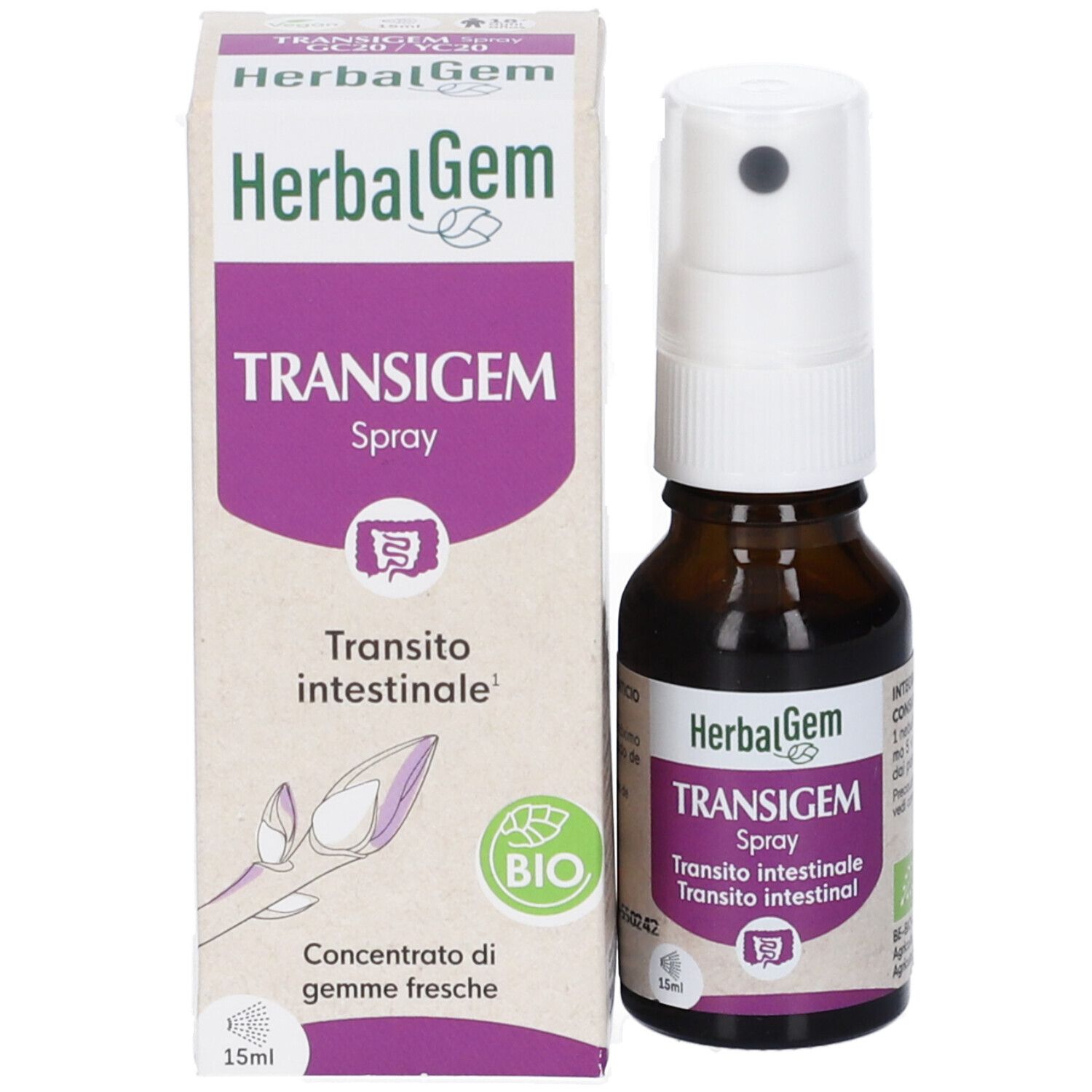 Confezione del prodotto con flacone e scatola. Flacone con erogatore. Scatola con logo e nome del prodotto. 15ml.