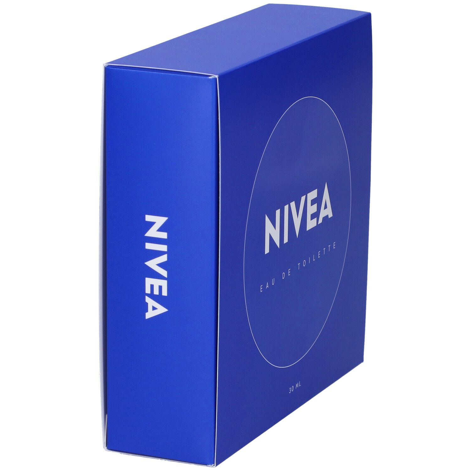 Confezione blu con NIVEA Eau de Toilette. Sulla confezione sono scritti NIVEA Eau de Toilette e 30 ml.