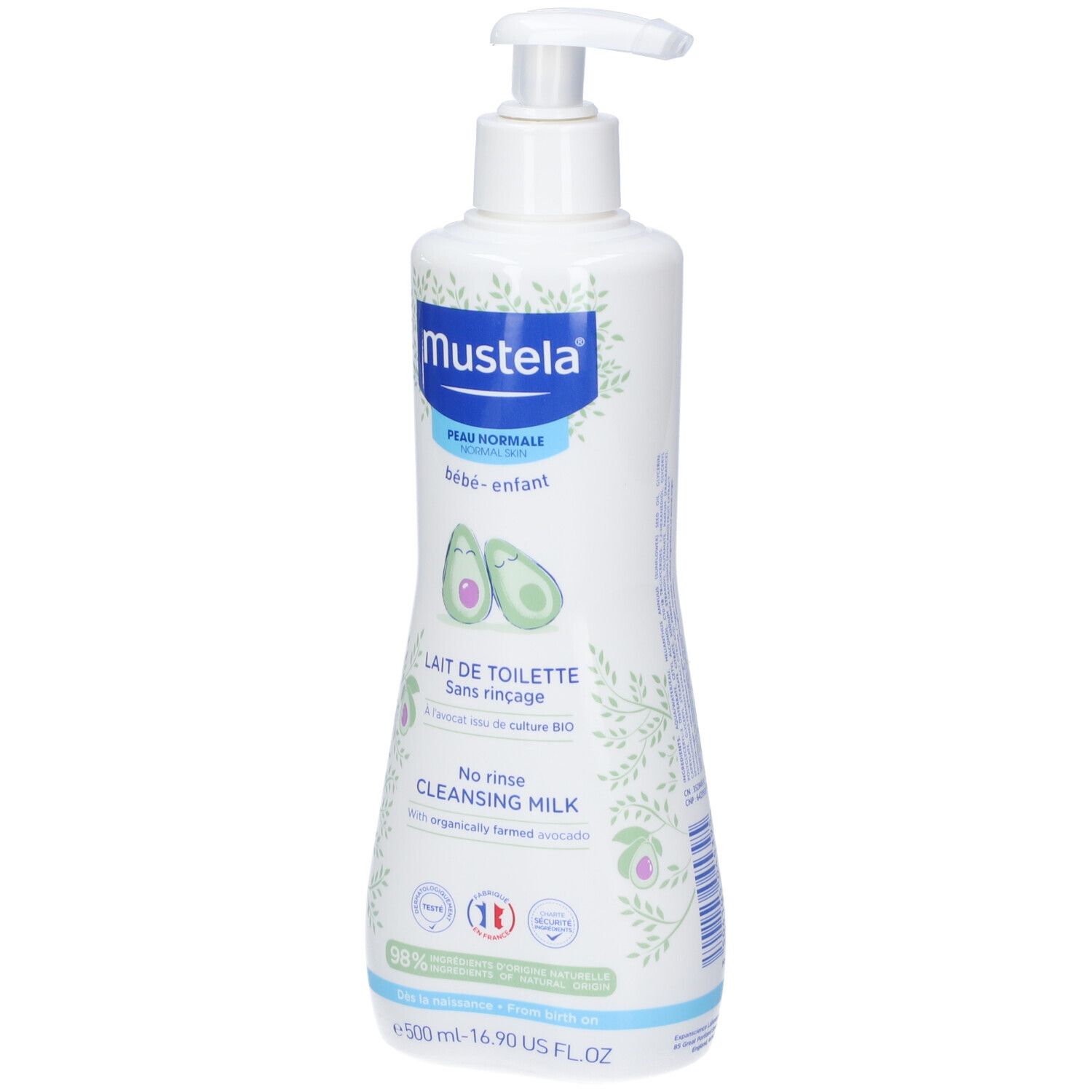 Mustela Latte Detergente con dispenser a pompa, 500 ml.