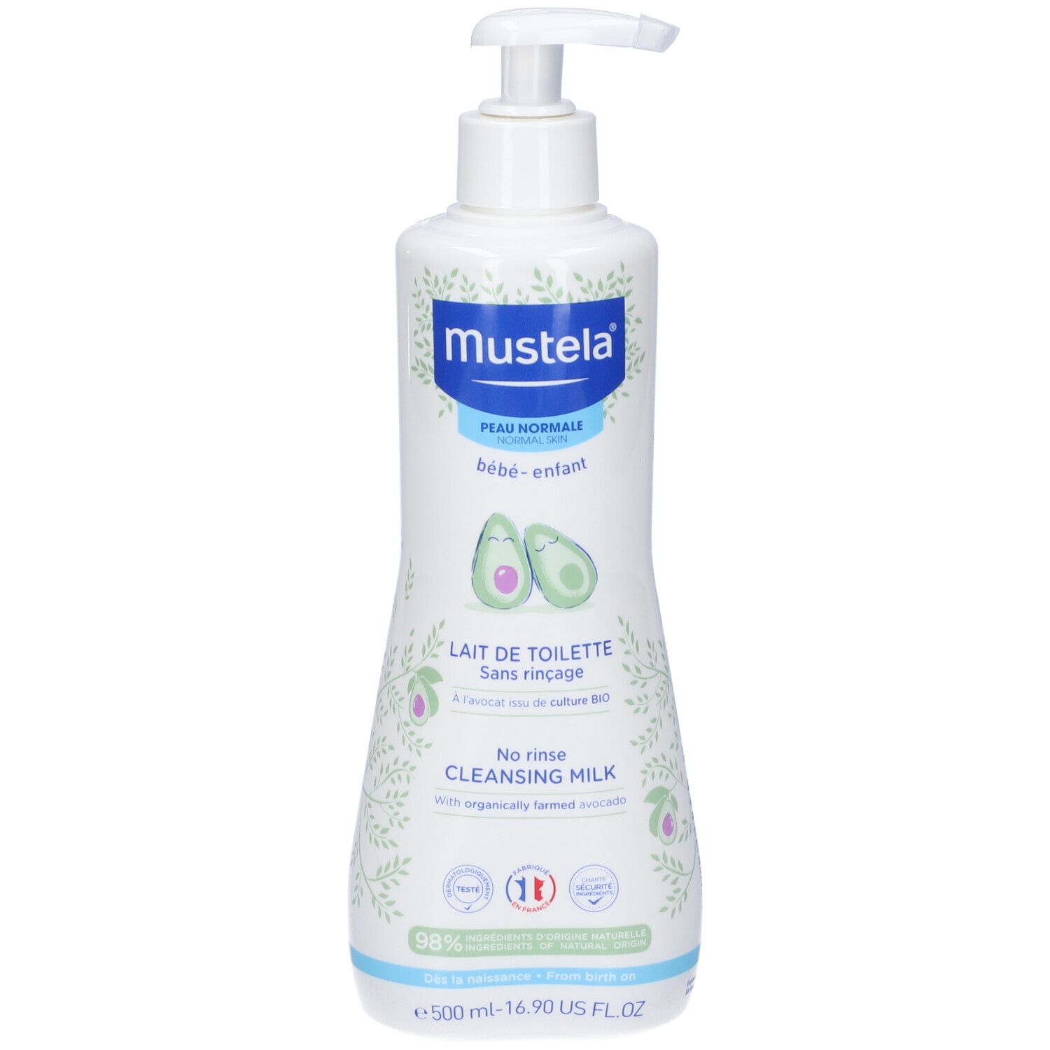 Mustela Latte Detergente con dispenser a pompa, 500 ml.