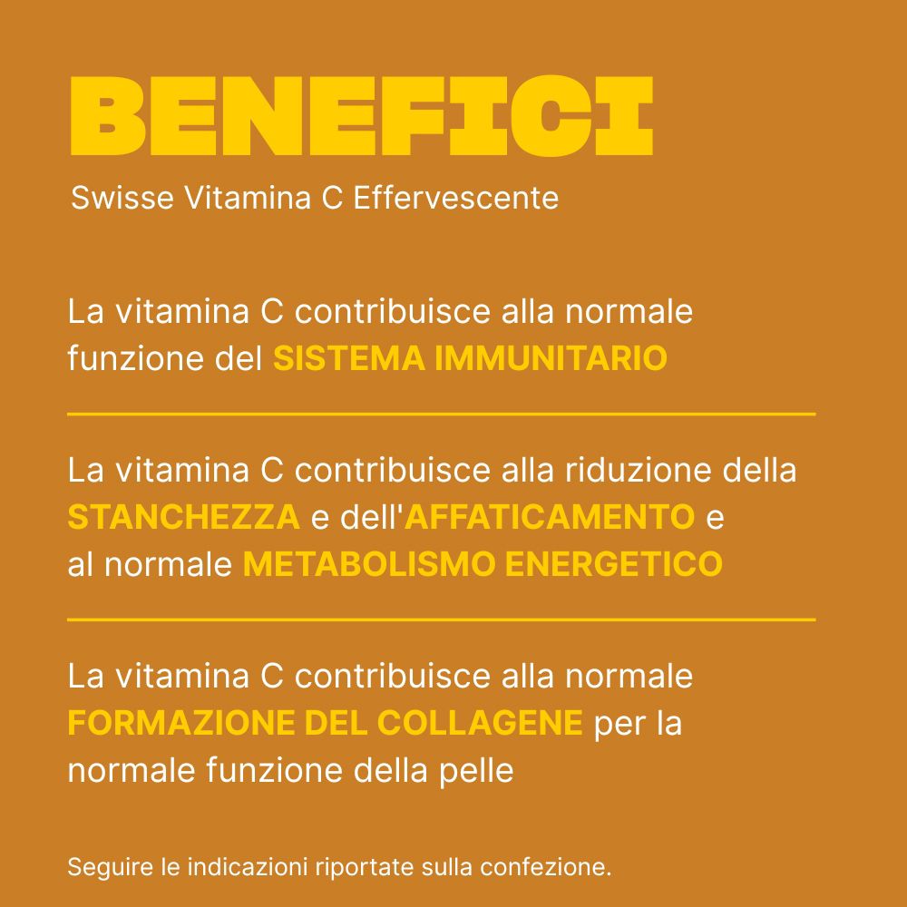 Compresse effervescenti di Vitamina C per il supporto immunitario, energetico e la formazione di collagene.