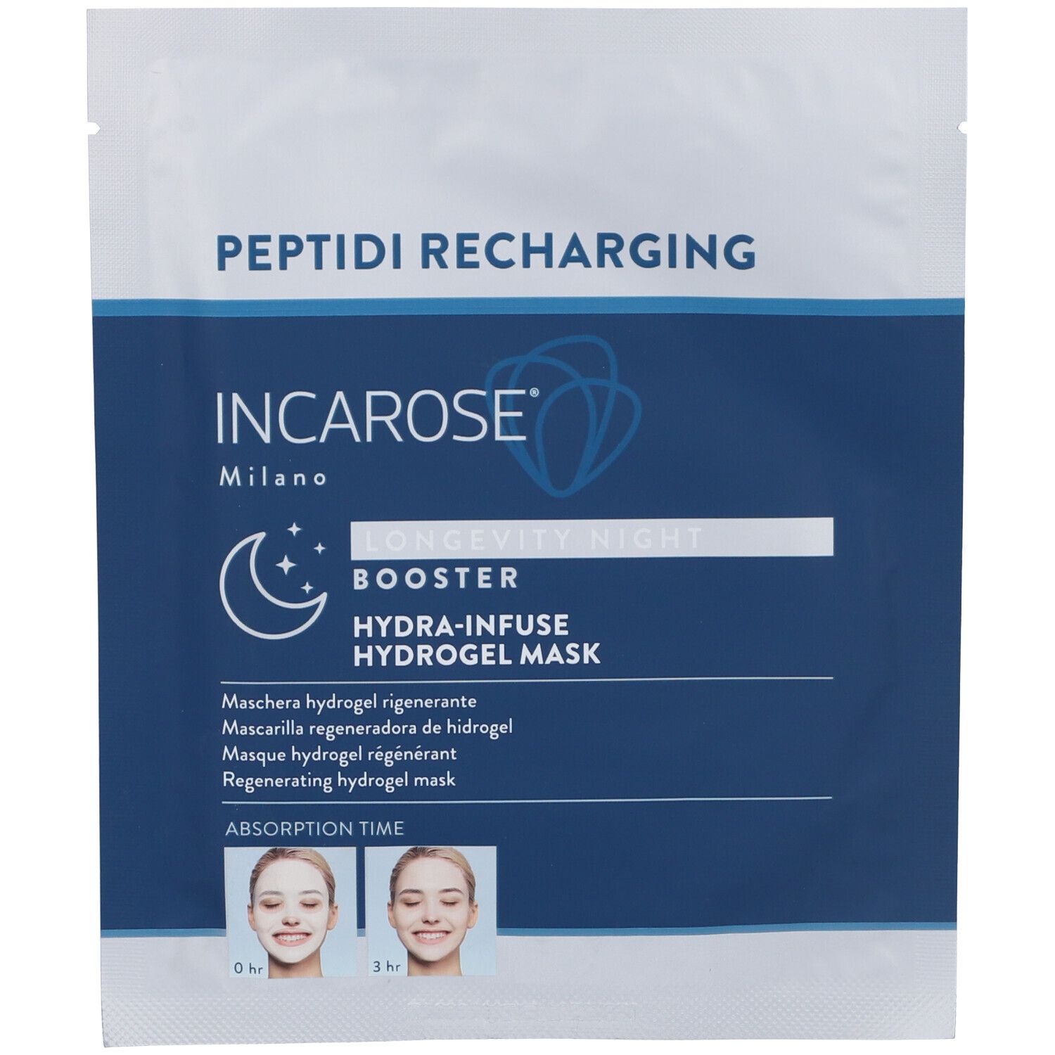Incarose Longevity Night Booster Maschera Hydrogel Rigenerante ai Peptidi