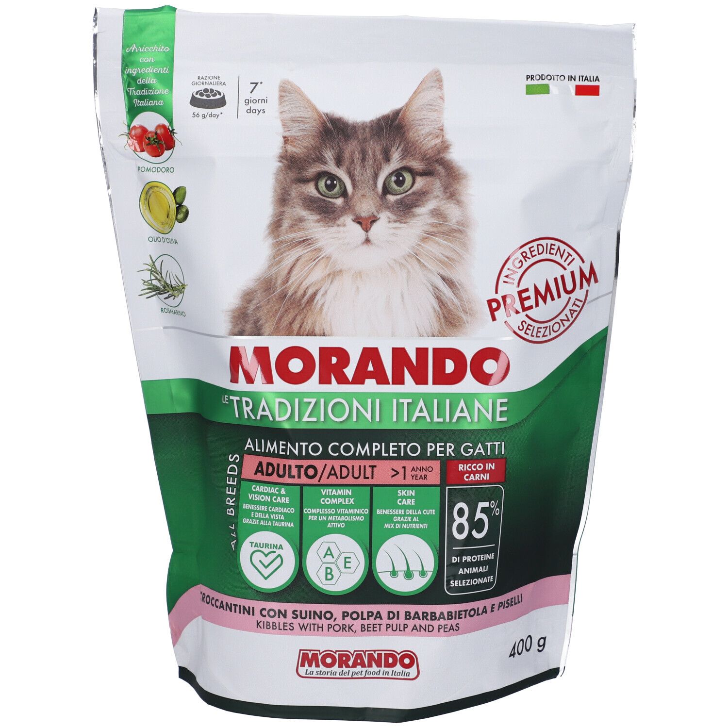 Morando Croccantini con Suino Polpa di Barbabietola e Piselli per Gatti Adulti 400 gr