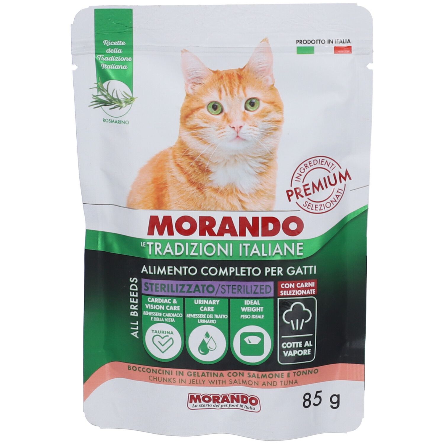 Morando Bocconcini in Gelatina con Salmone e Tonno per Gatti Sterilizzati
