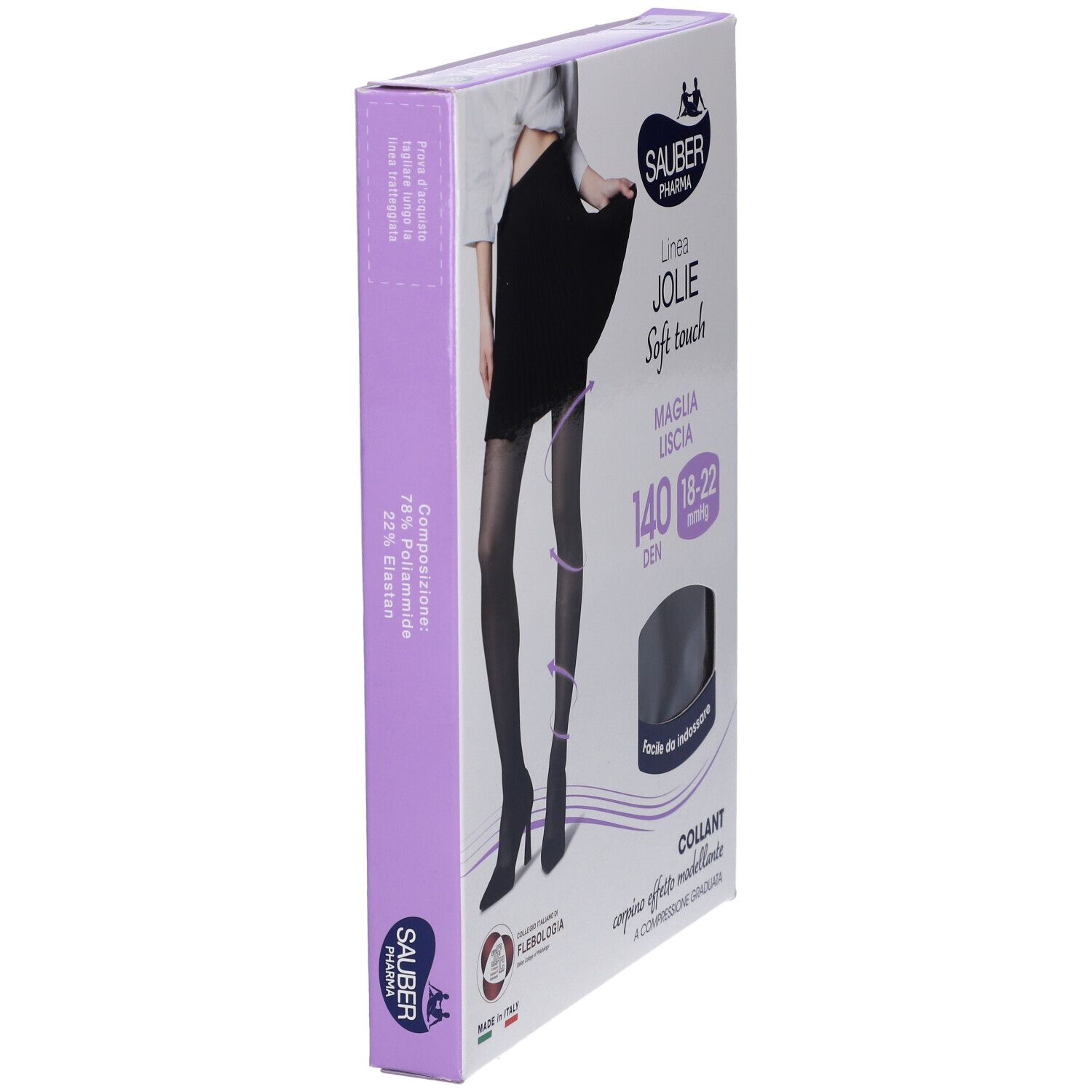 Confezione collant nero Sauber Pharma Jolie. Scritta: Maglia LISCA, Soft touch, 140 den, 18-22 mmHg. Made in Italy.