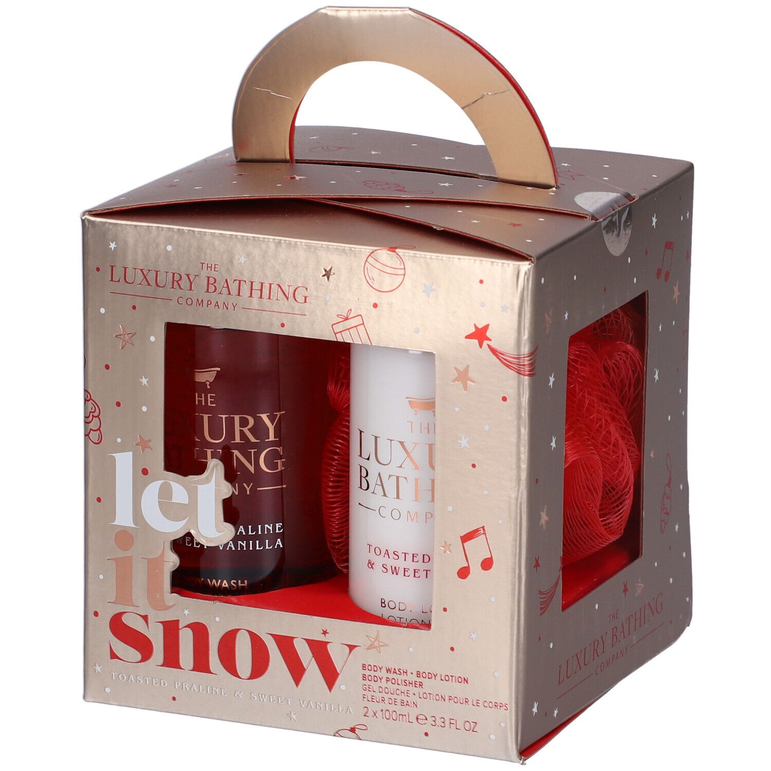 The Luxury Bathing Company Set Regalo Vaniglia Dolce & Pralina Tostata Gel Doccia + Lozione Corpo + Spugna Omaggio