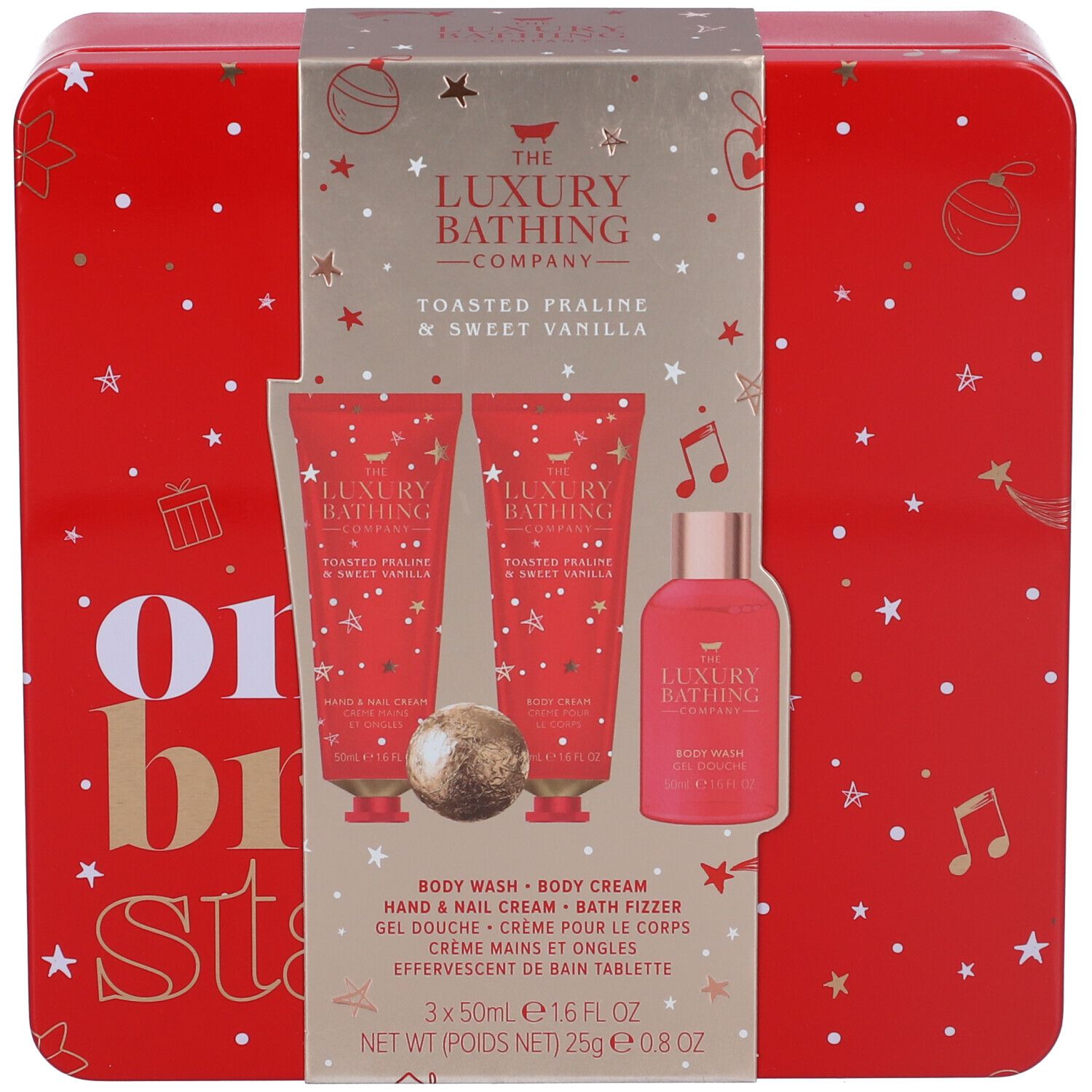 The Luxury Bathing Company Vaniglia Dolce e Pralina Tostata Gel Doccia + Crema Corpo + Crema Mani + Bath Fizzer + Spugna Omaggio