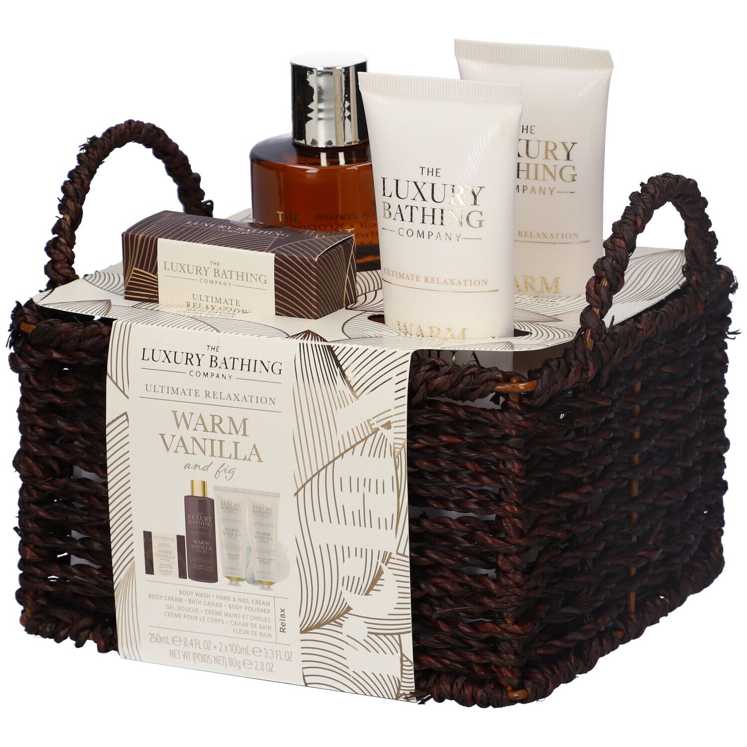 The Luxury Bathing Company Set Regalo Vaniglia Calda e Fico Gel Doccia + Crema Mani + Crema Corpo + Perle da Bagno