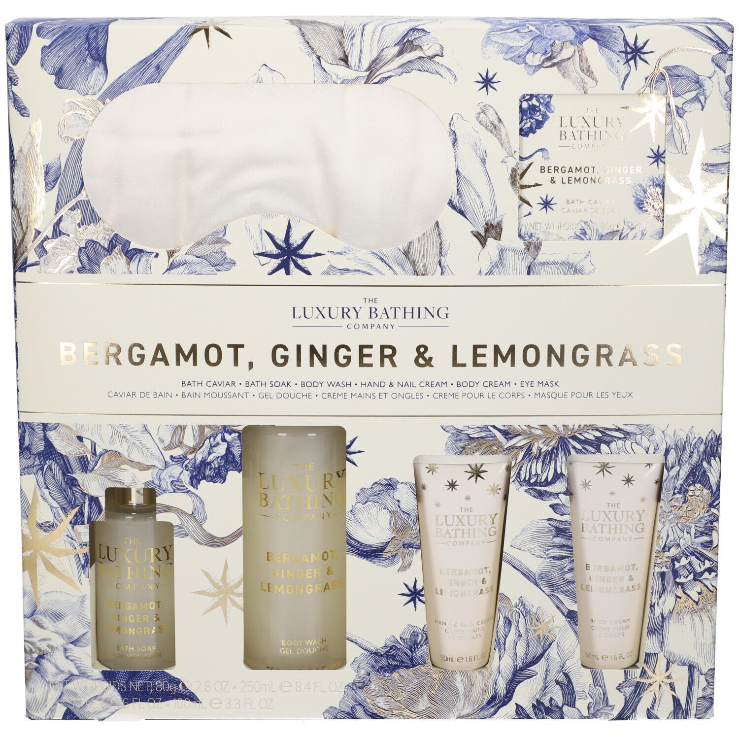 The Luxury Bathing Company Bergamotto, Zenzero & Lemongrass Gel Doccia + Crema Corpo + Crema Mani + Perle da Bagno + Schiuma + Maschera Occhi Omaggio