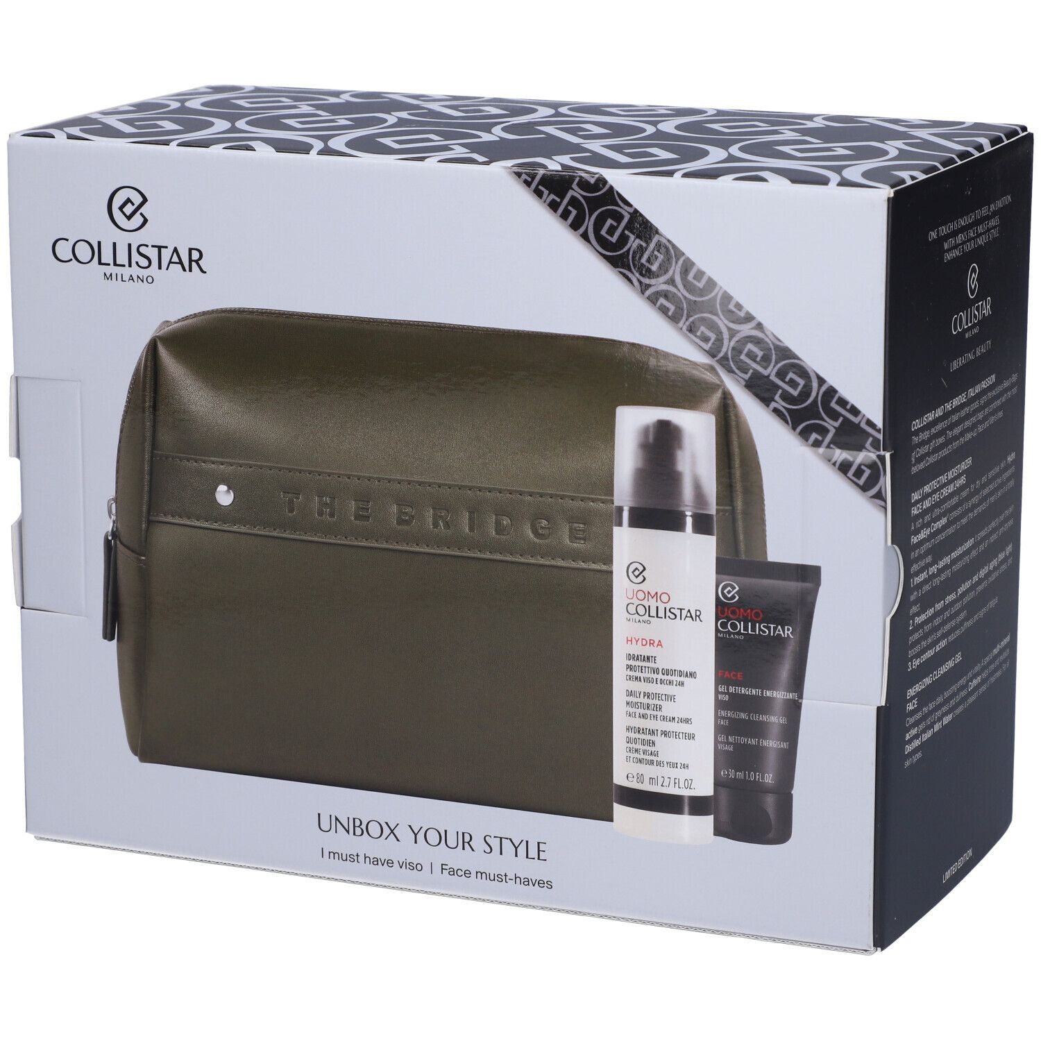 Collistar Unbox Your Style Cofanetto Idratante Protettivo Quotidiano Viso e Occhi + Gel Detergente Energizzante Viso + Pochette THE BRIDGE Omaggio