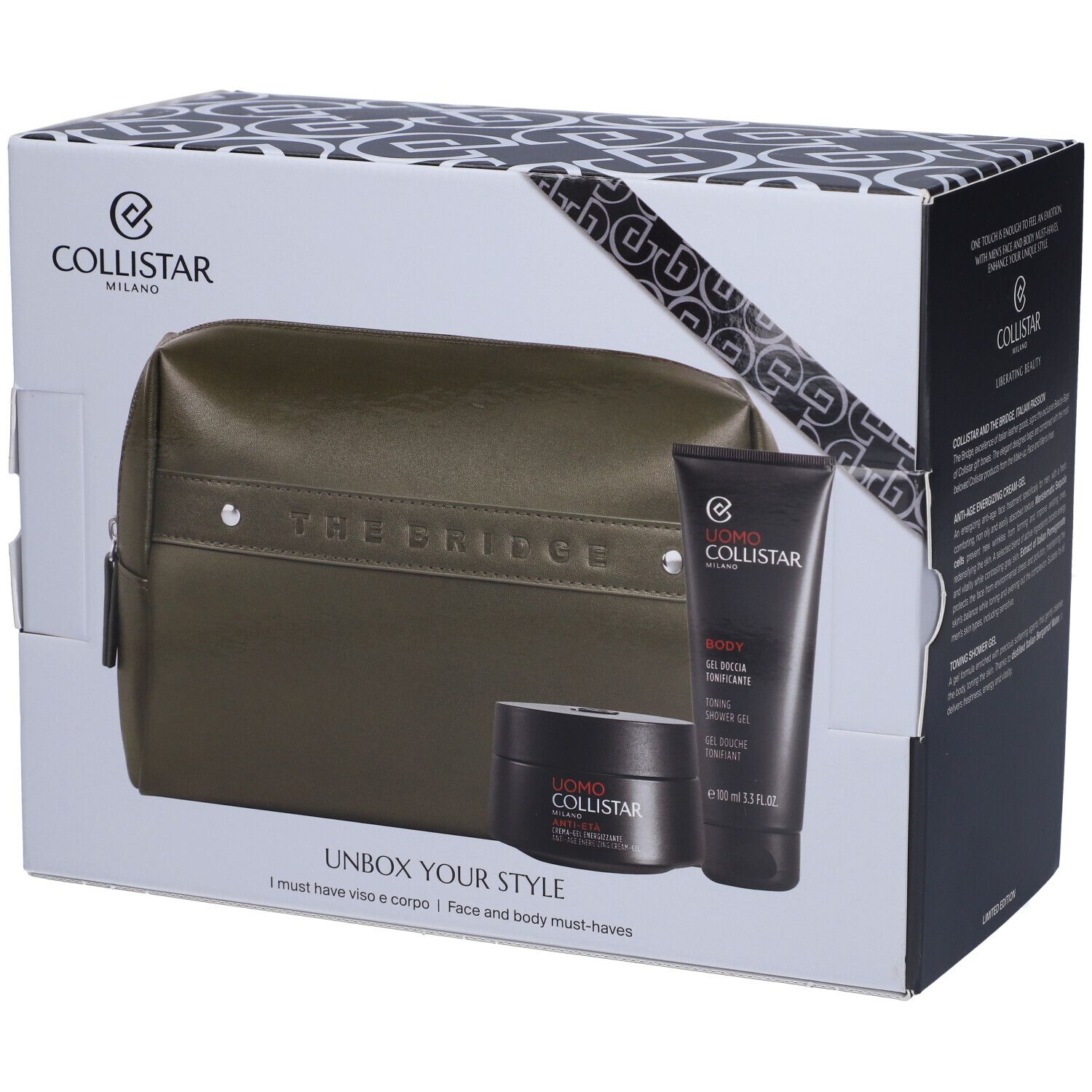 Collistar Unbox Your Style Cofanetto Crema-Gel Energizzante Anti-Eta' + Gel Doccia Tonificante + Pochette THE BRIDGE Omaggio
